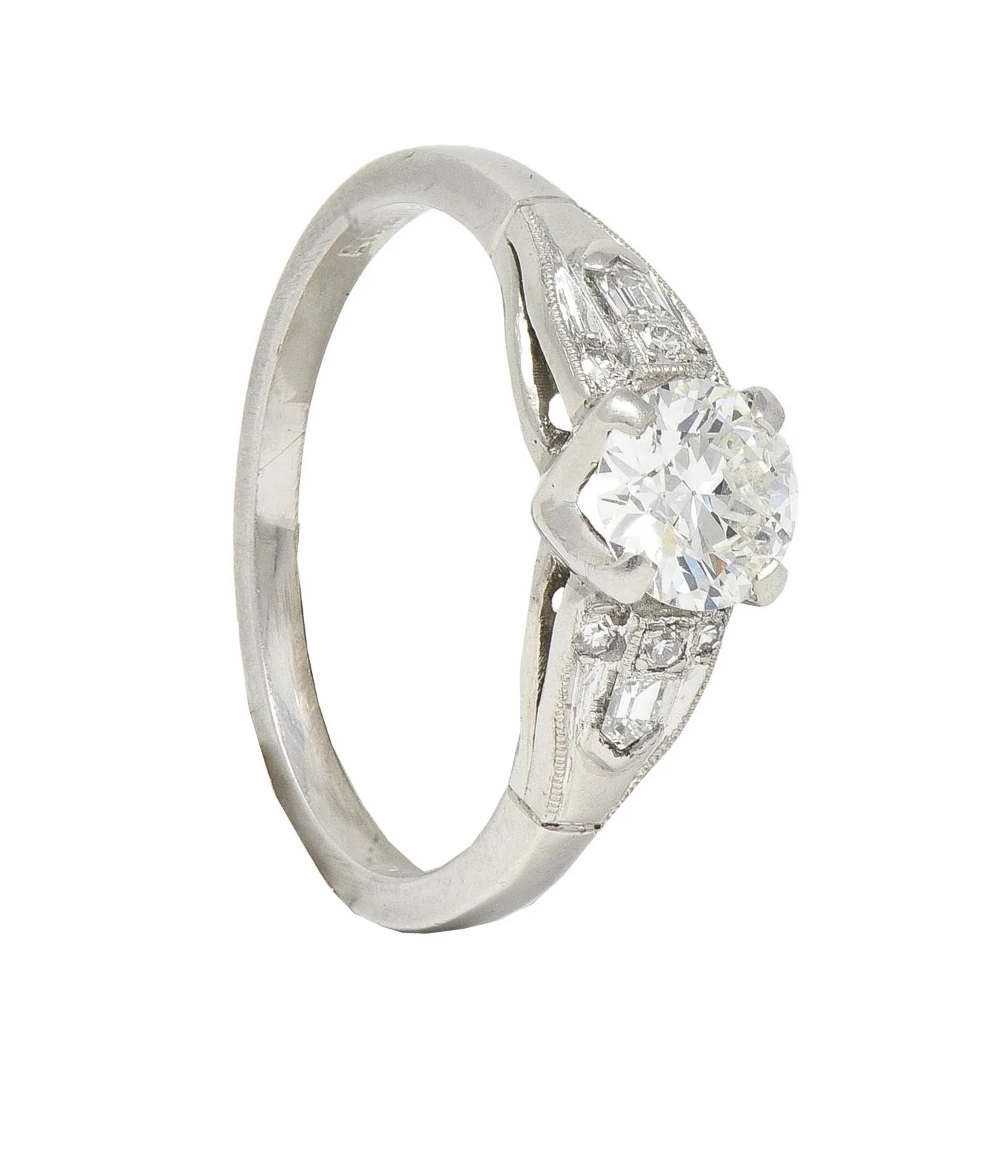 Art Deco Demaria 0.91 CTW Transitional Cut Diamond Platinum Vintage Engagement Ring - Image 13