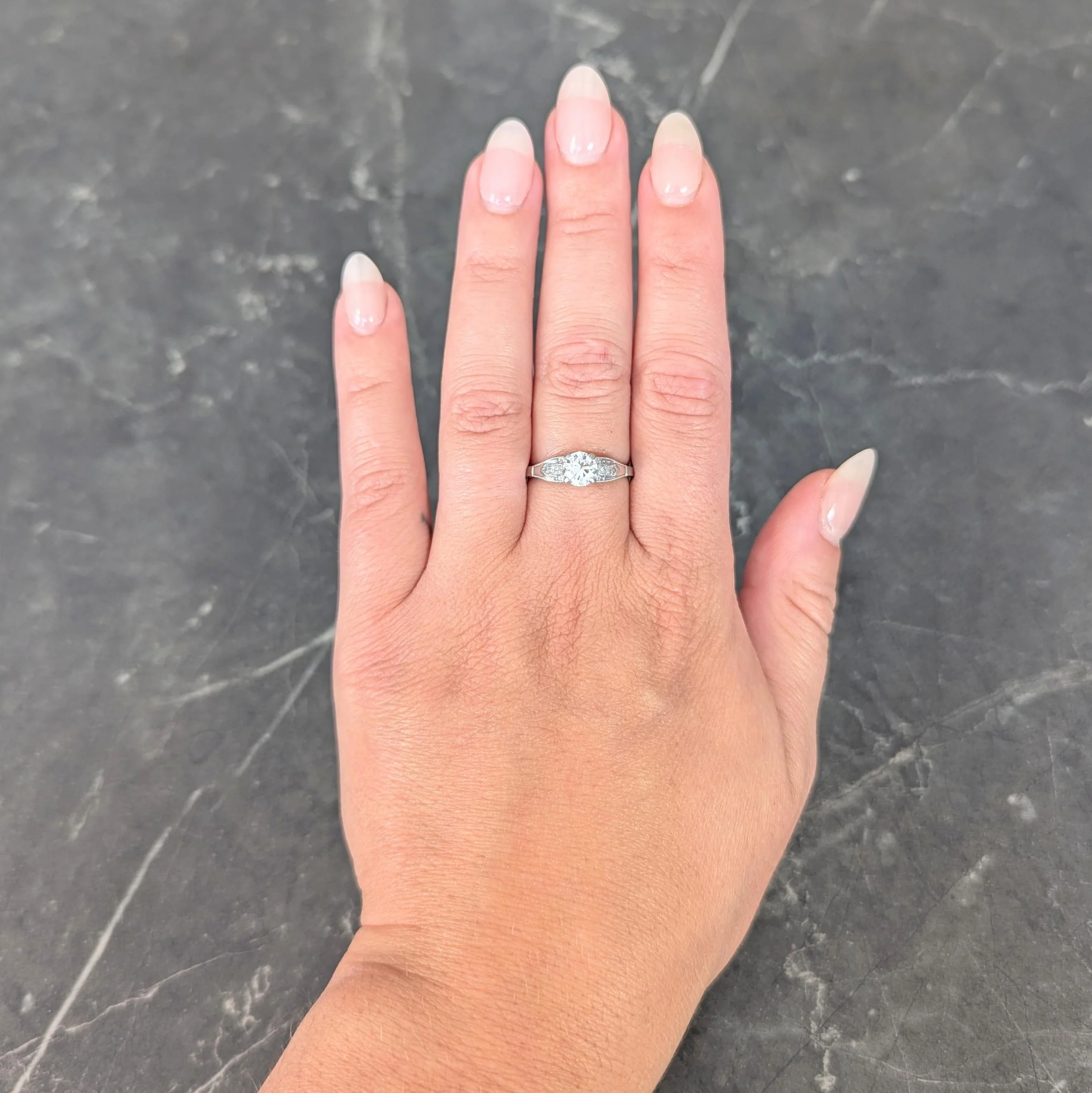 Art Deco Demaria 0.91 CTW Transitional Cut Diamond Platinum Vintage Engagement Ring - Image 14
