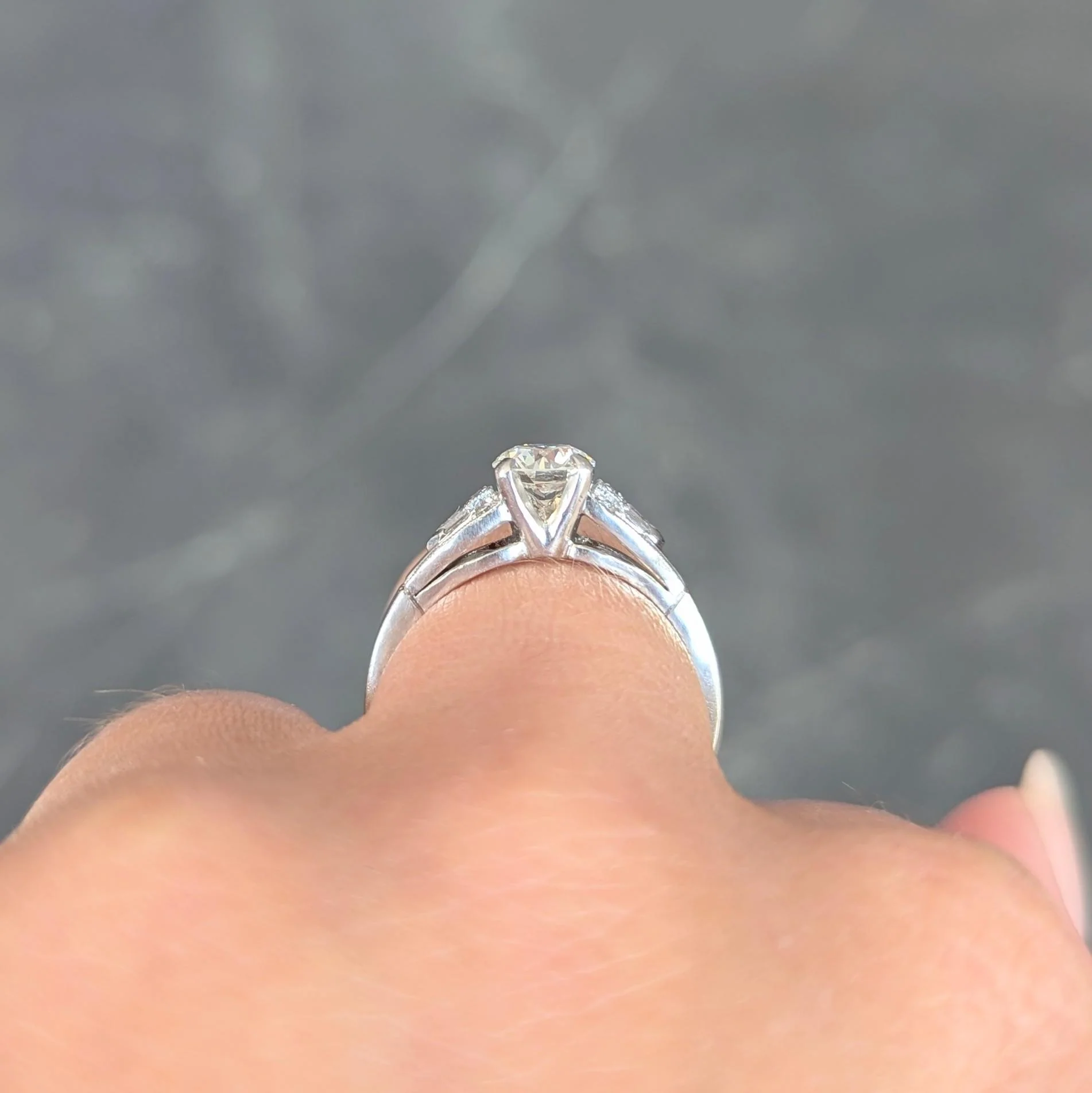 Art Deco Demaria 0.91 CTW Transitional Cut Diamond Platinum Vintage Engagement Ring - Image 16