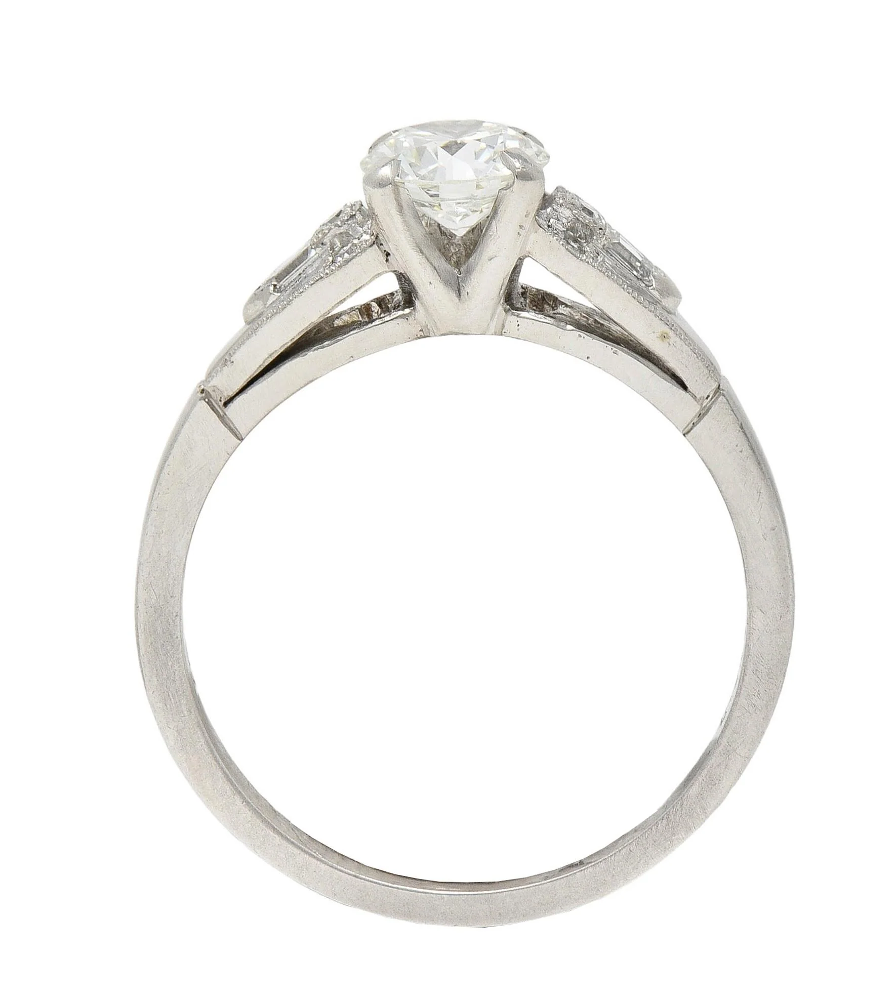 Art Deco Demaria 0.91 CTW Transitional Cut Diamond Platinum Vintage Engagement Ring - Image 3