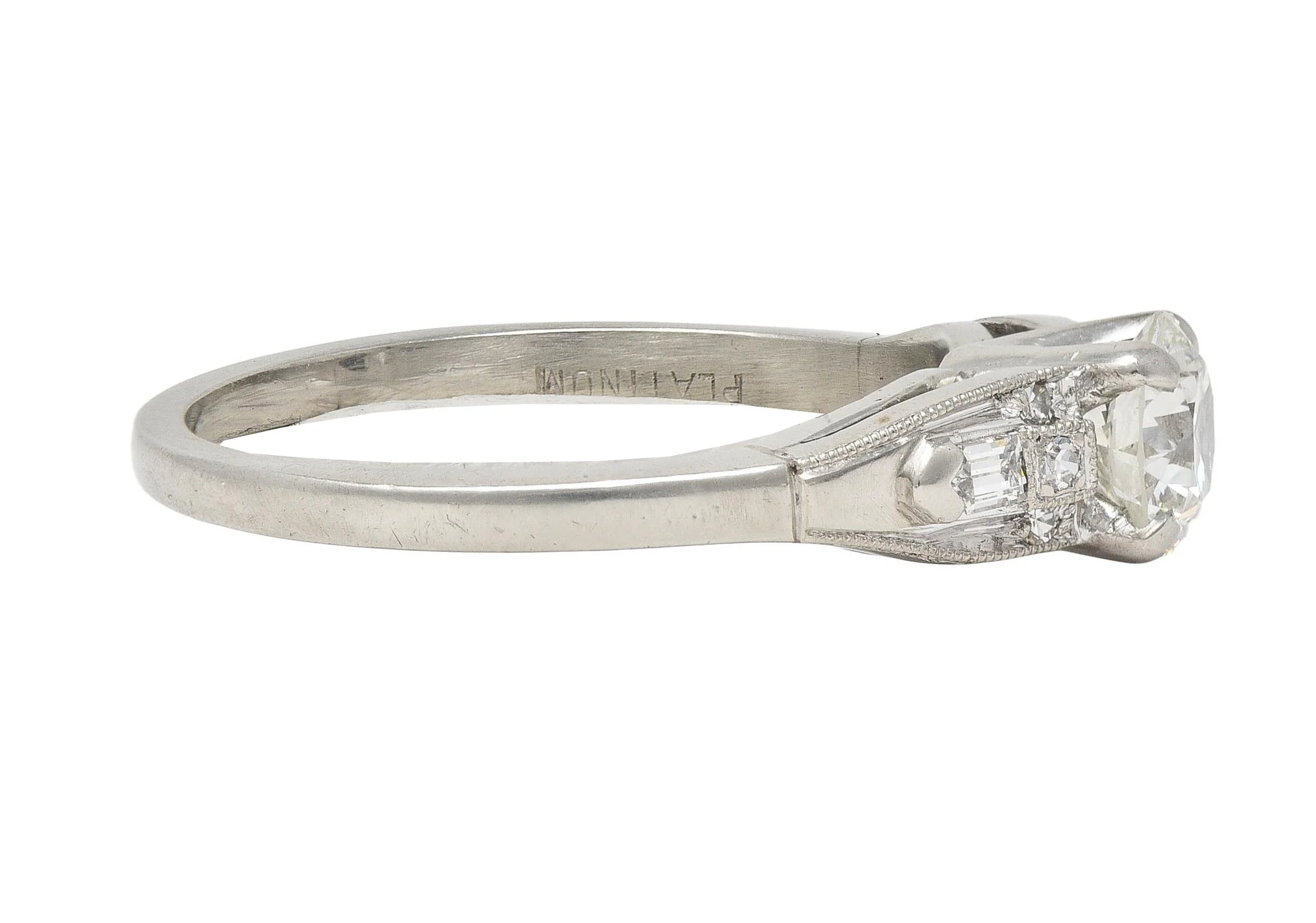Art Deco Demaria 0.91 CTW Transitional Cut Diamond Platinum Vintage Engagement Ring - Image 4