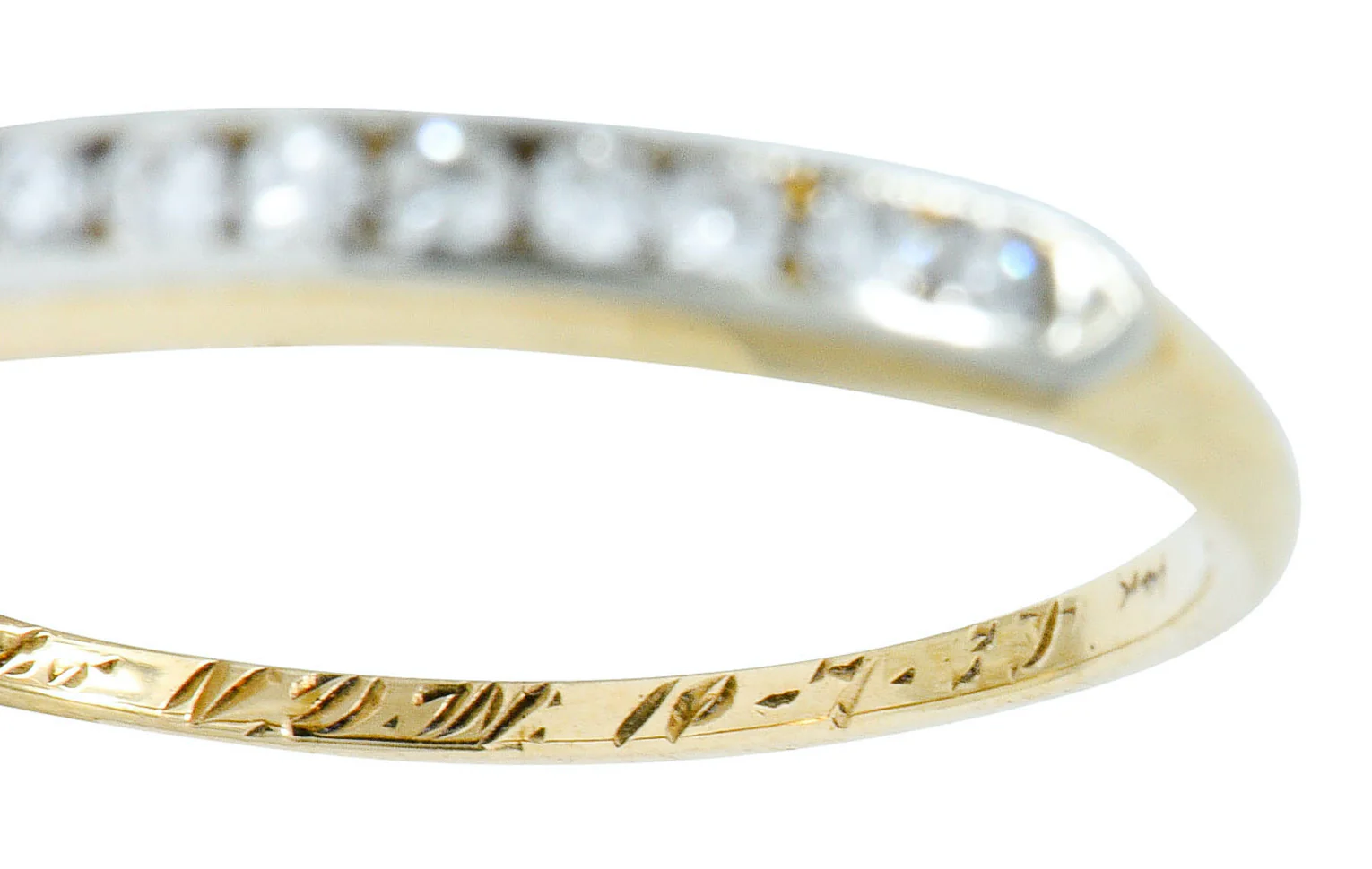 Art Deco Diamond 14 Karat Two-Tone Gold Anniversary Band Ring - Image 11