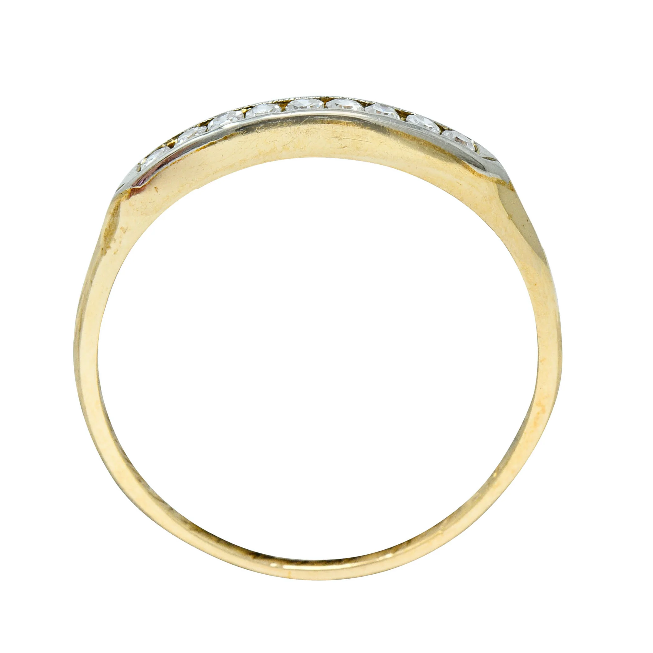 Art Deco Diamond 14 Karat Two-Tone Gold Anniversary Band Ring - Image 7