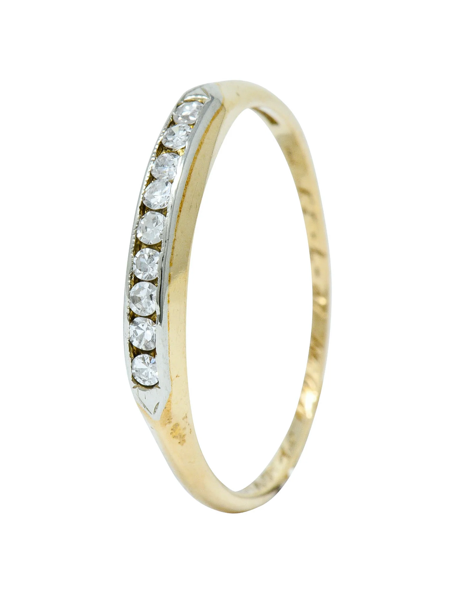 Art Deco Diamond 14 Karat Two-Tone Gold Anniversary Band Ring - Image 8