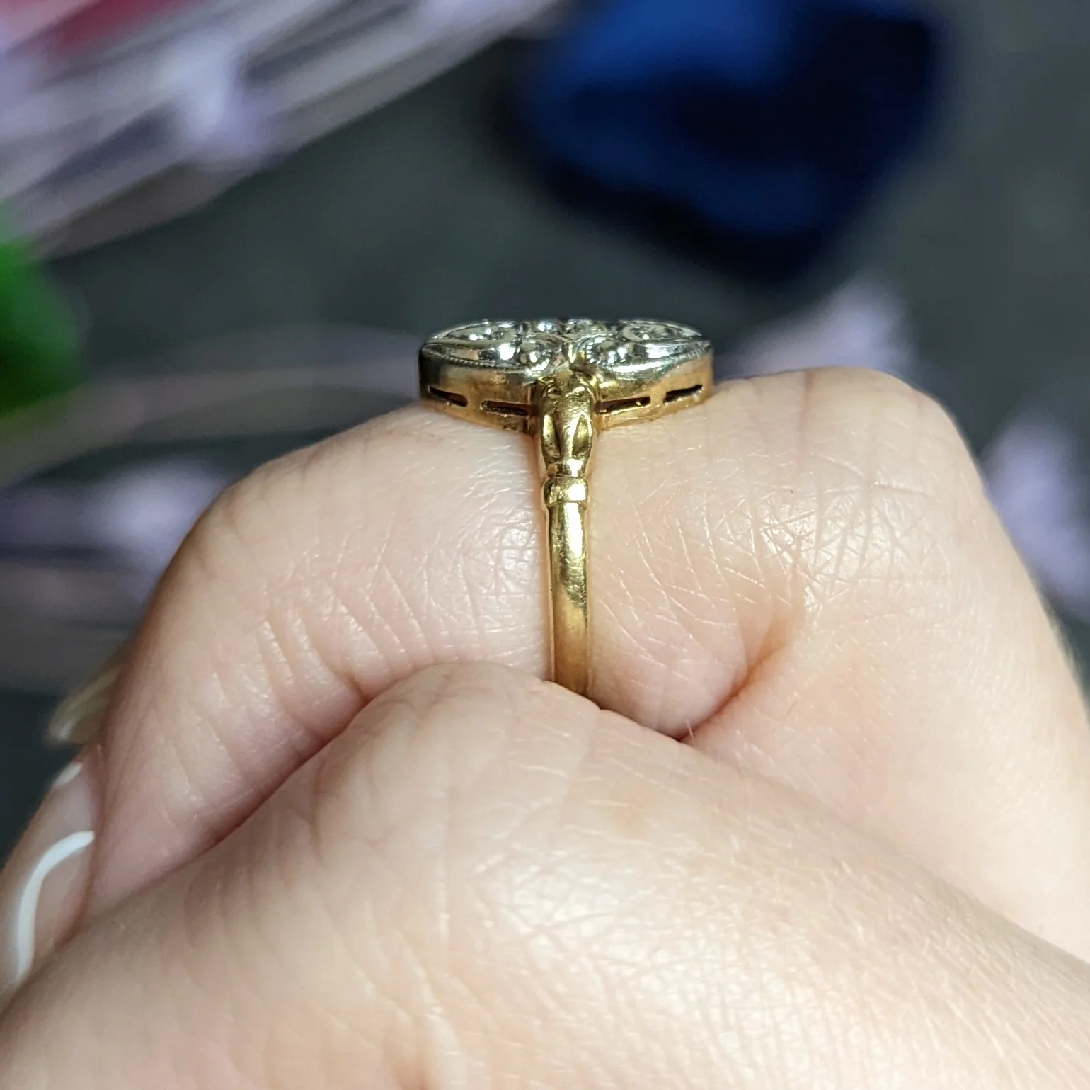 Art Deco Diamond 14 Karat Two-Tone Gold Dinner Ring - Image 11