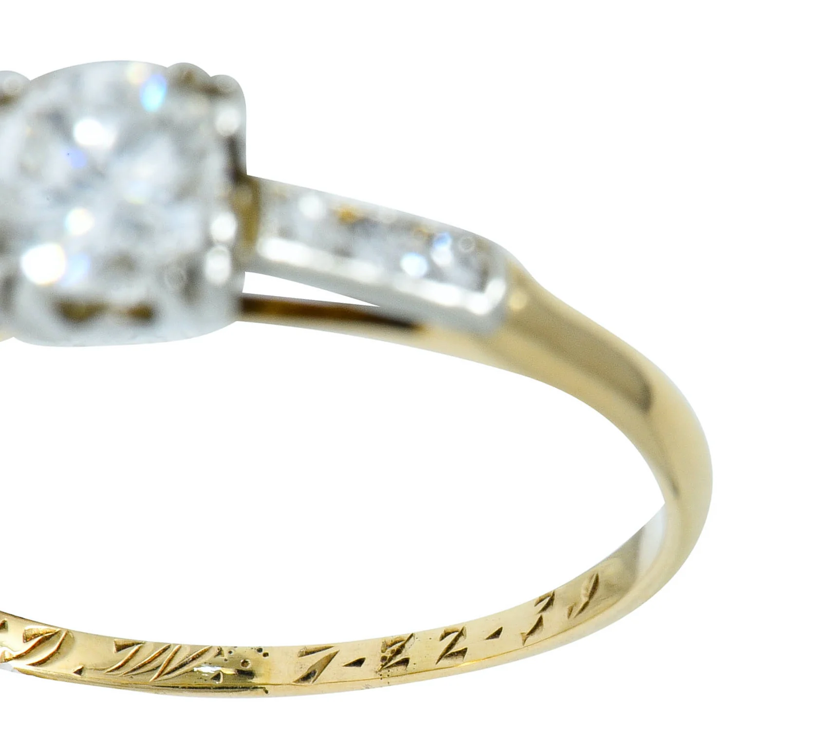 Art Deco Diamond 14 Karat Two-Tone Gold Engagement Ring - Image 11
