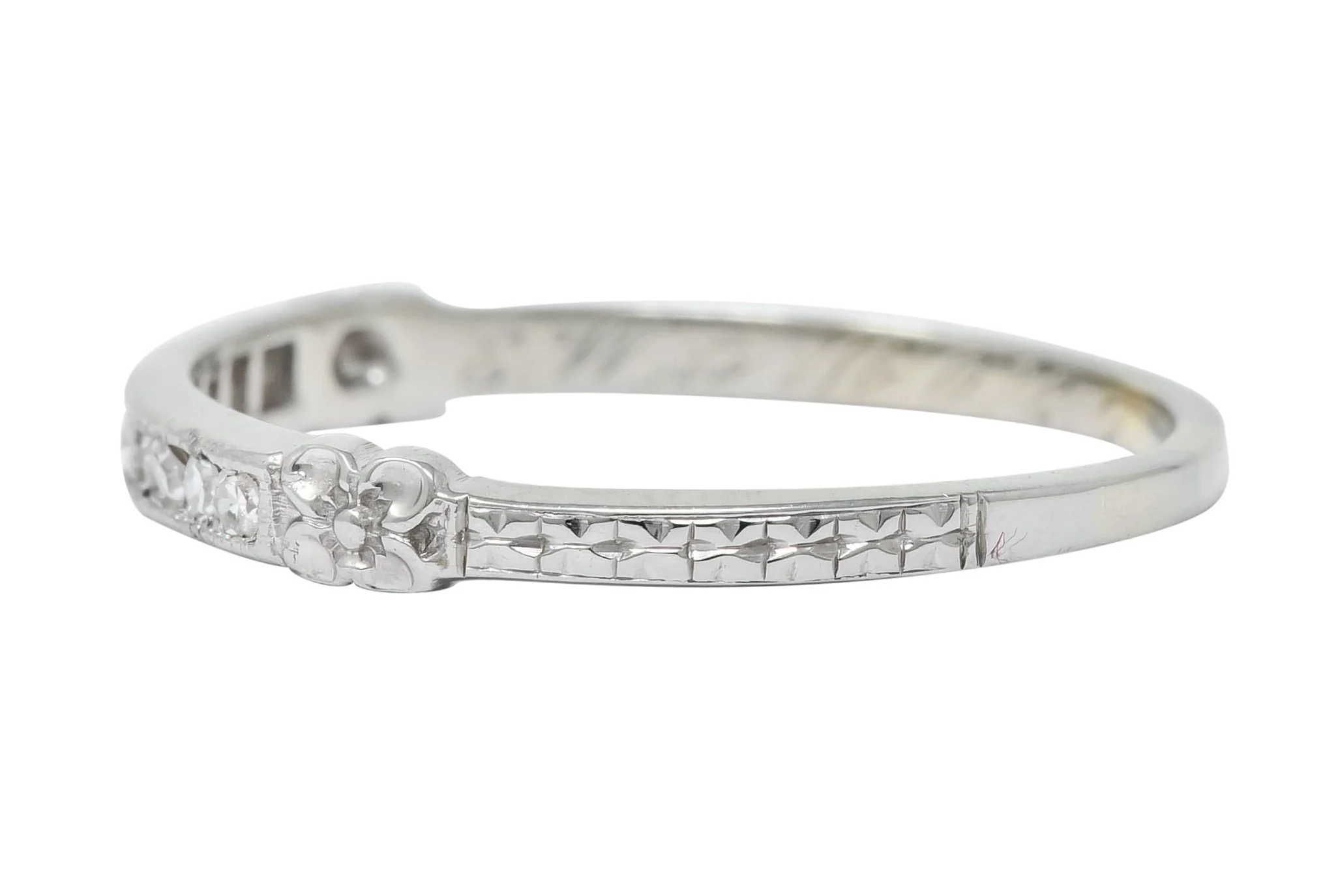 Art Deco Diamond 18 Karat White Gold Anniversary Band Ring - Image 5