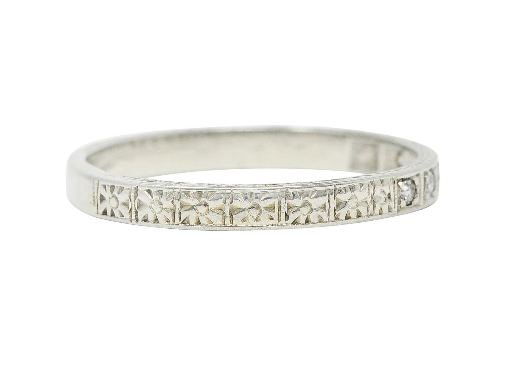 Art Deco Diamond 18 Karat White Gold Orange Blossom Band Ring - Image 3