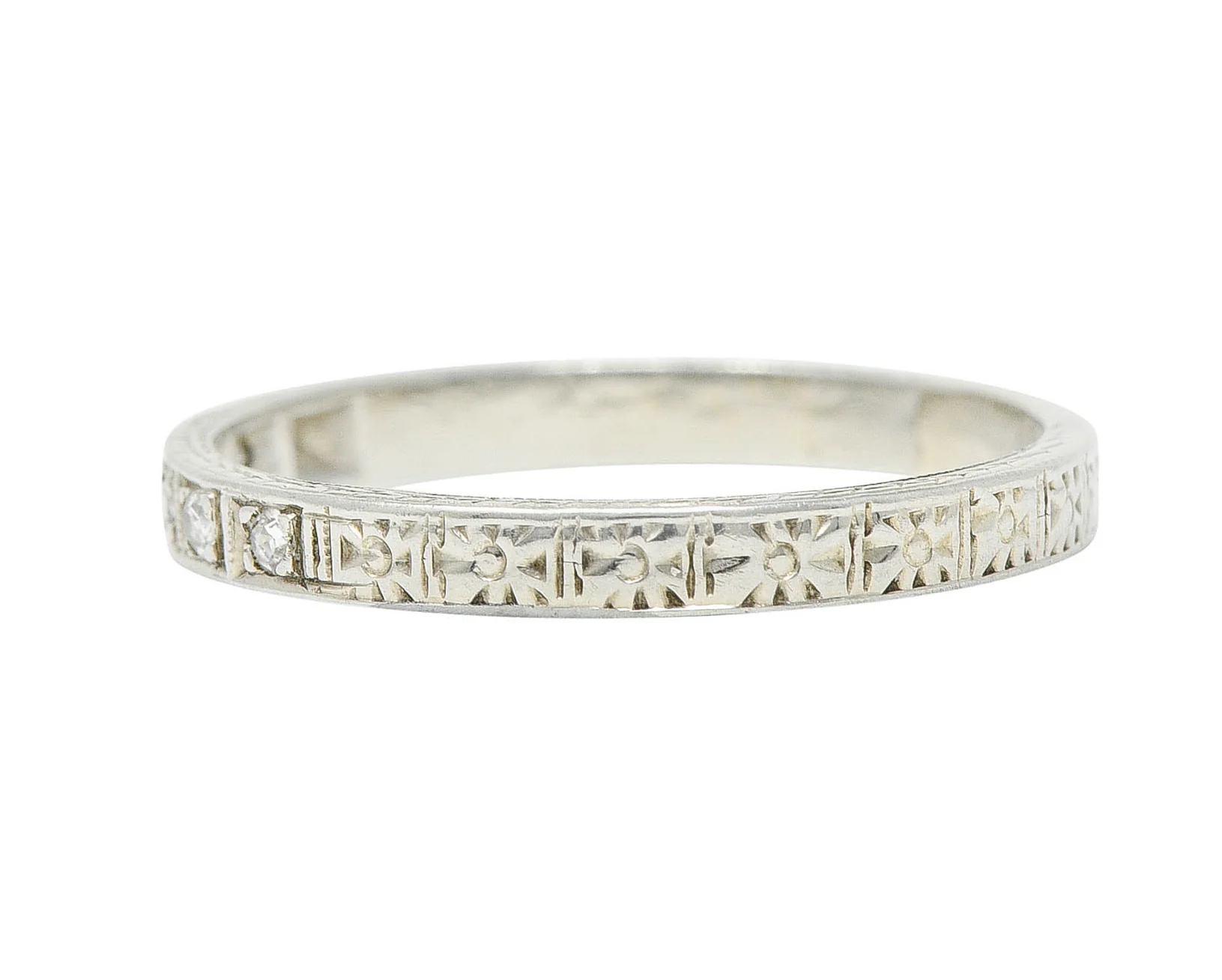 Art Deco Diamond 18 Karat White Gold Orange Blossom Band Ring - Image 5