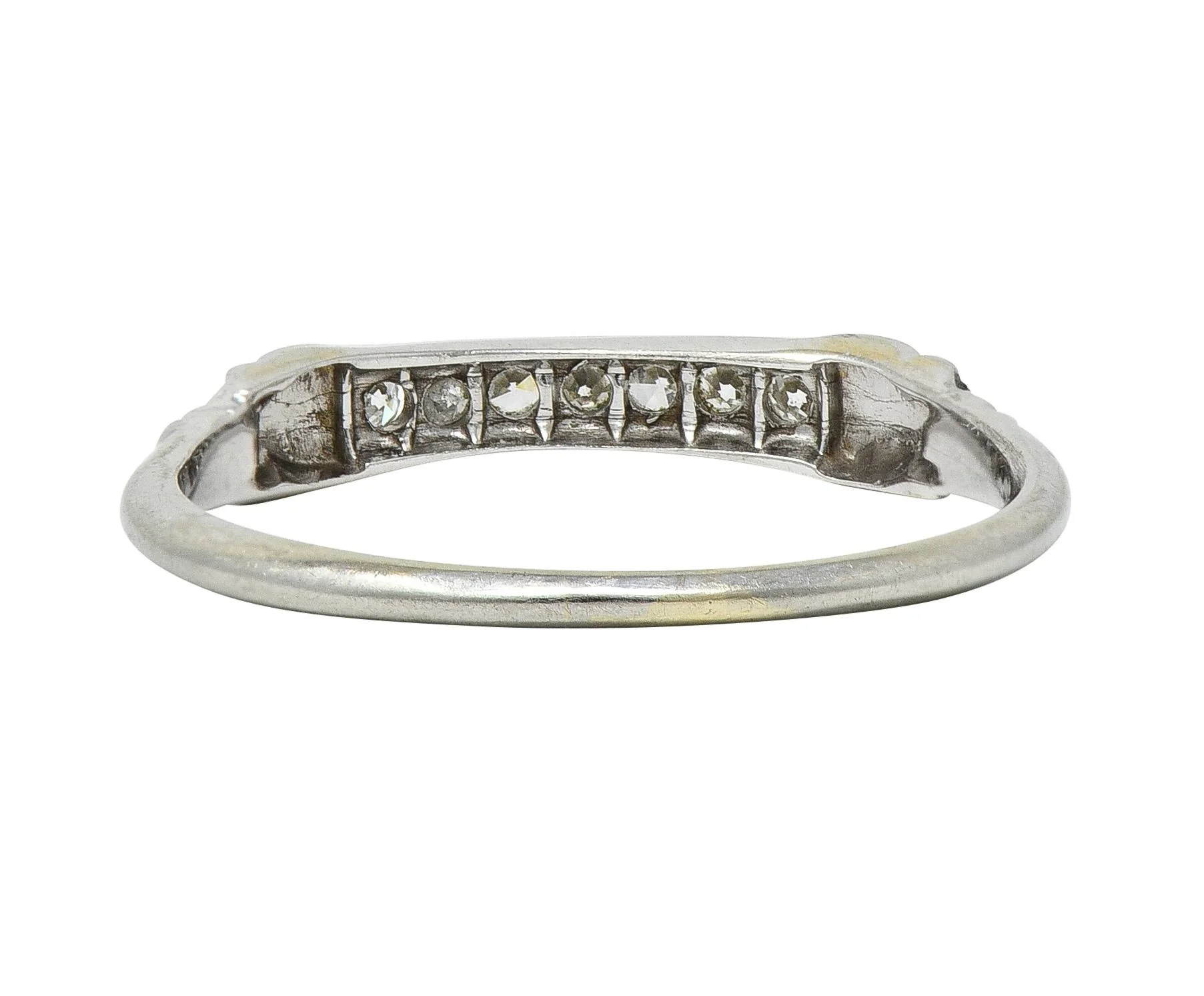 Art Deco Diamond 18 Karat White Gold Orange Blossom Wedding Band Ring - Image 4