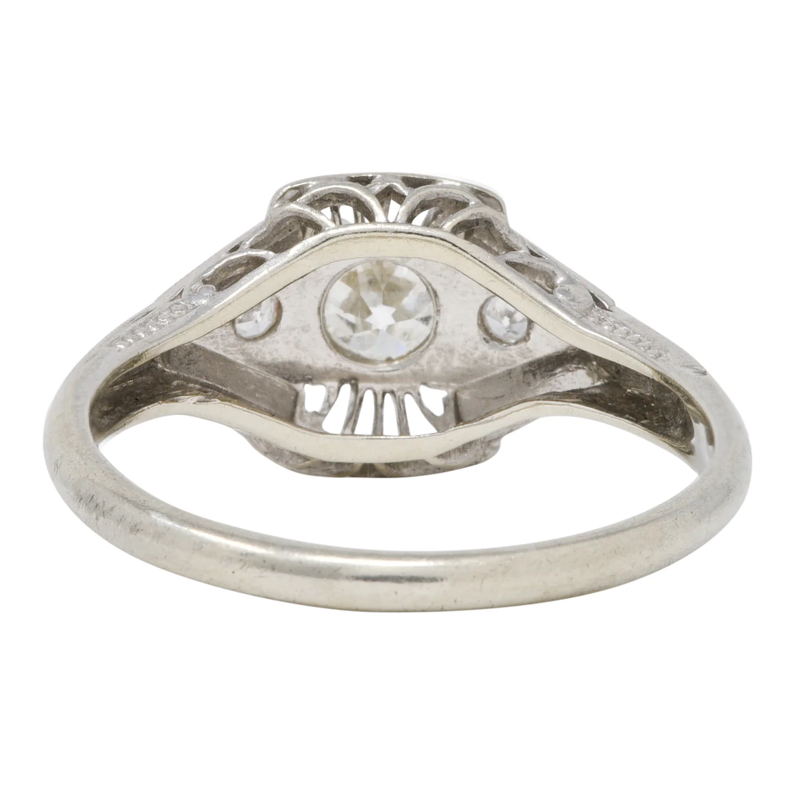Art Deco Diamond 19 Karat White Gold Orange Blossom Vintage Engagement Ring - Image 5