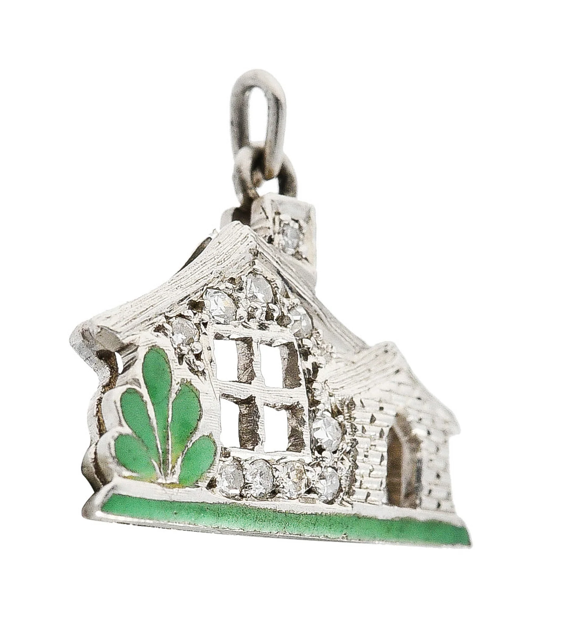 Art Deco Diamond Enamel Platinum Cottage House Vintage 1930's Charm - Image 2