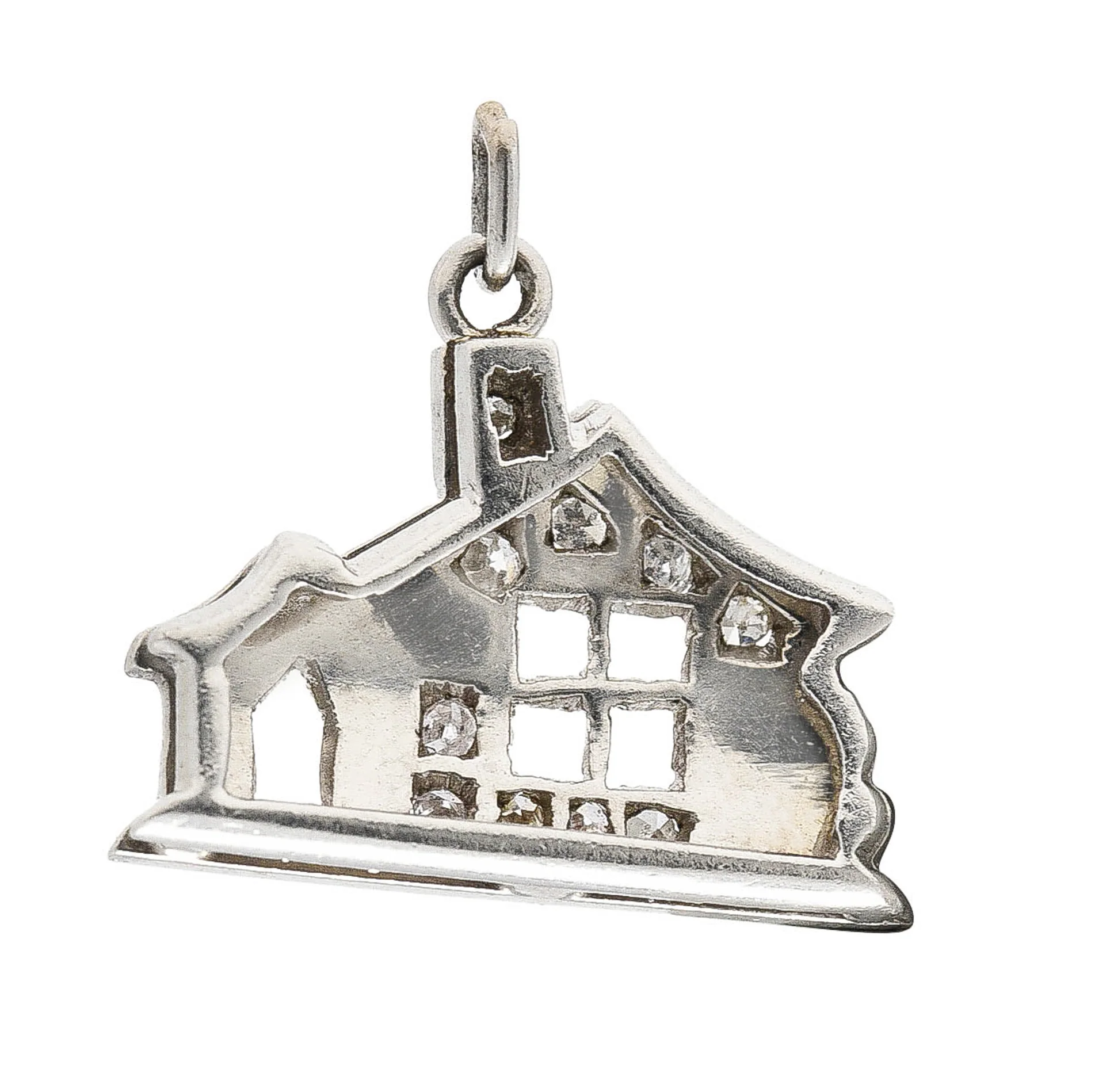 Art Deco Diamond Enamel Platinum Cottage House Vintage 1930's Charm - Image 3