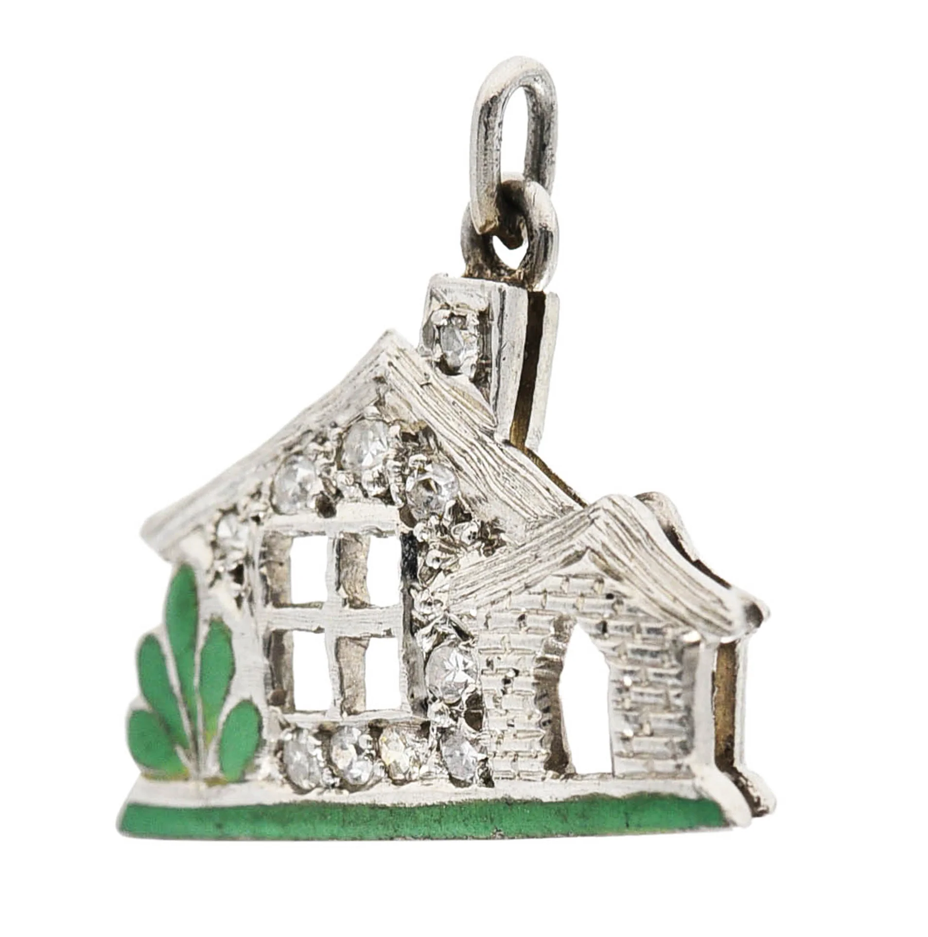 Art Deco Diamond Enamel Platinum Cottage House Vintage 1930's Charm - Image 4