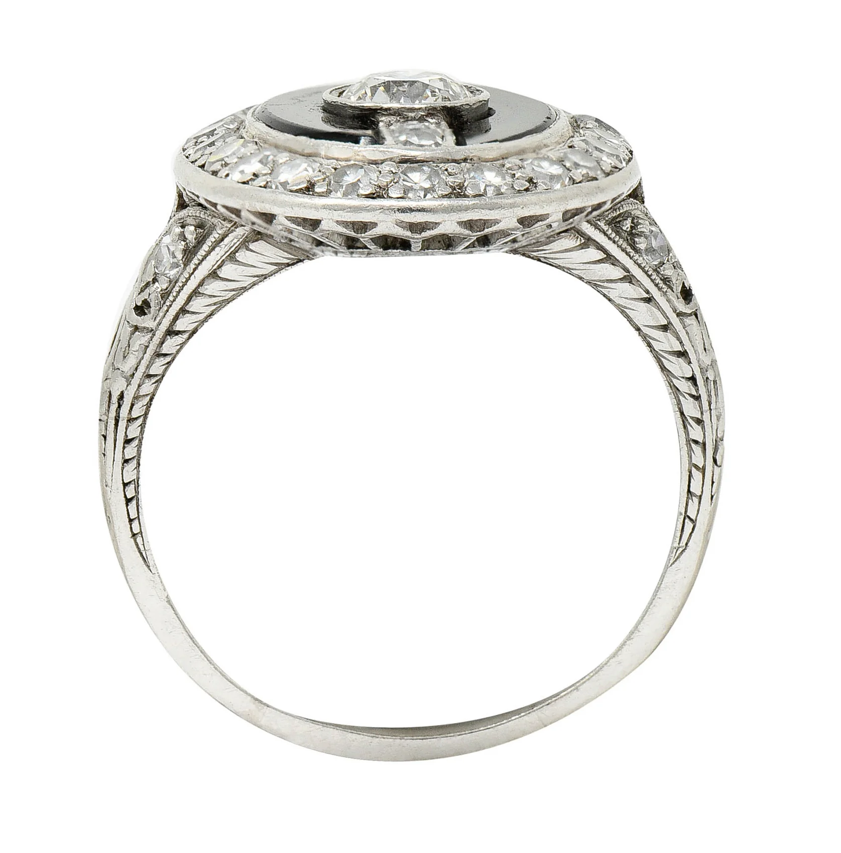 Art Deco Diamond Onyx Platinum Dinner Ring Circa 1930's - Image 8