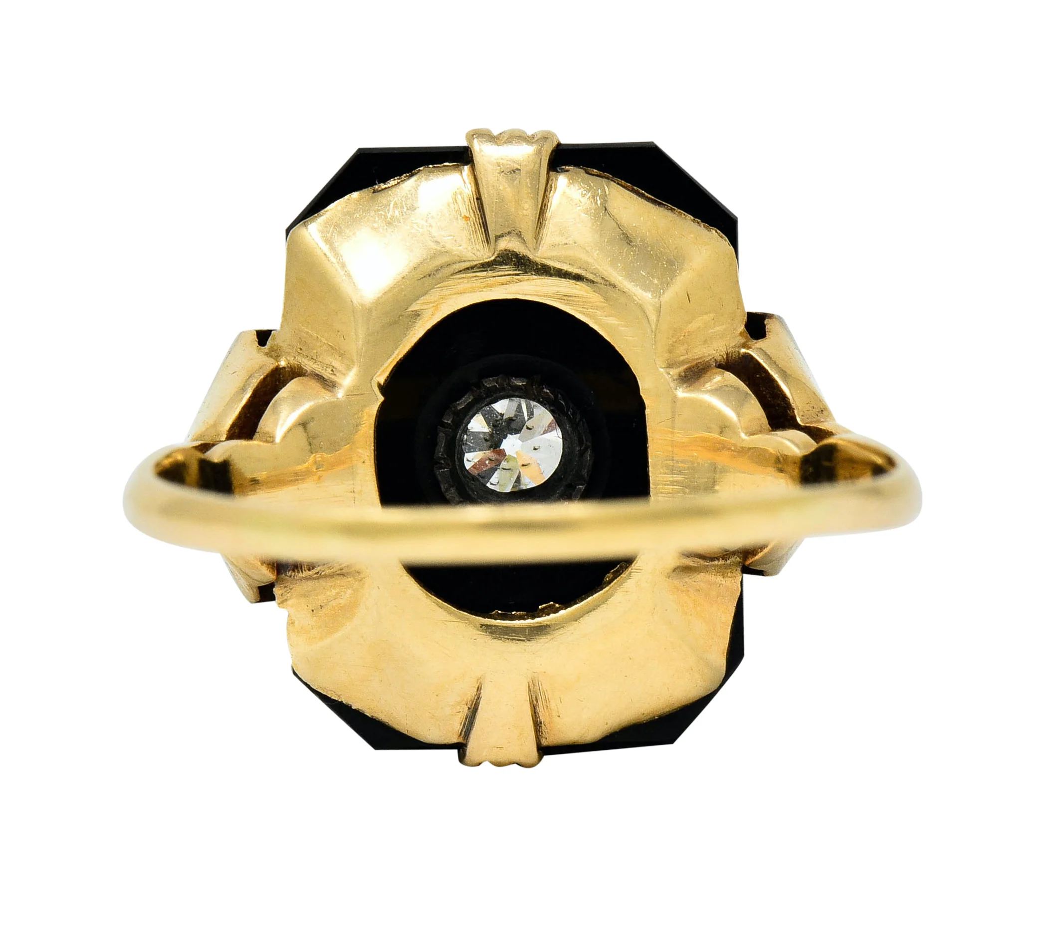 Art Deco Diamond Onyx Platinum-Topped 14 Karat Gold Ring - Image 4