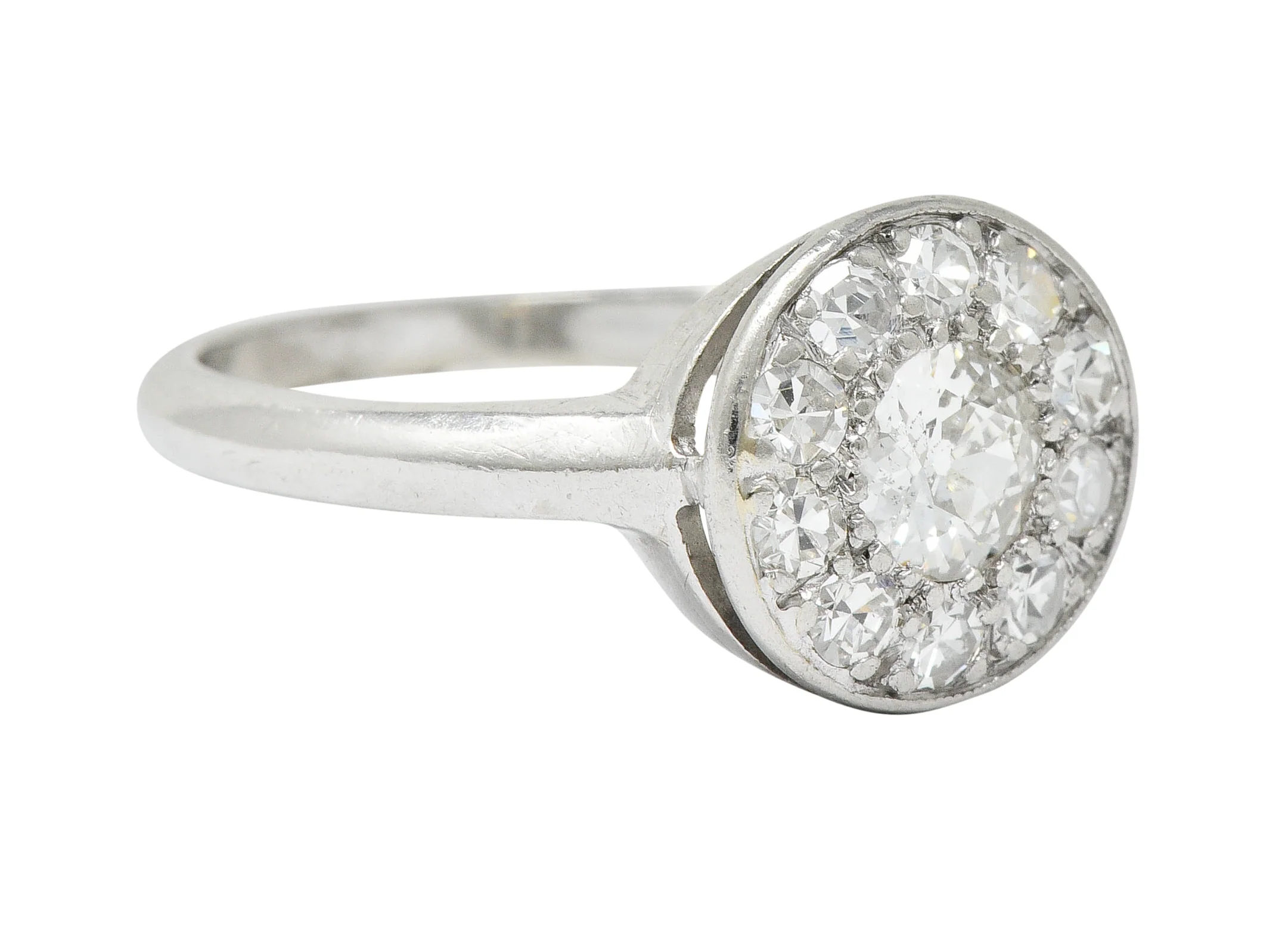 Art Deco Diamond Platinum Cluster Ring Circa 1930 - Image 2