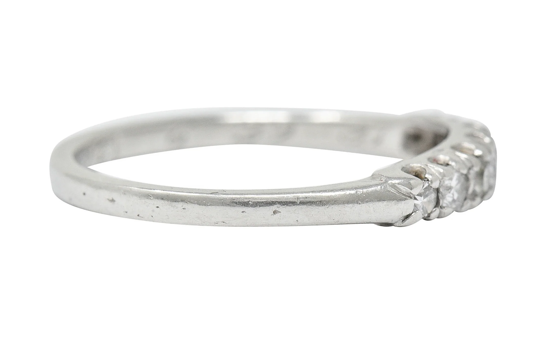 Art Deco Diamond Platinum Fishtail Anniversary Band Ring - Image 3