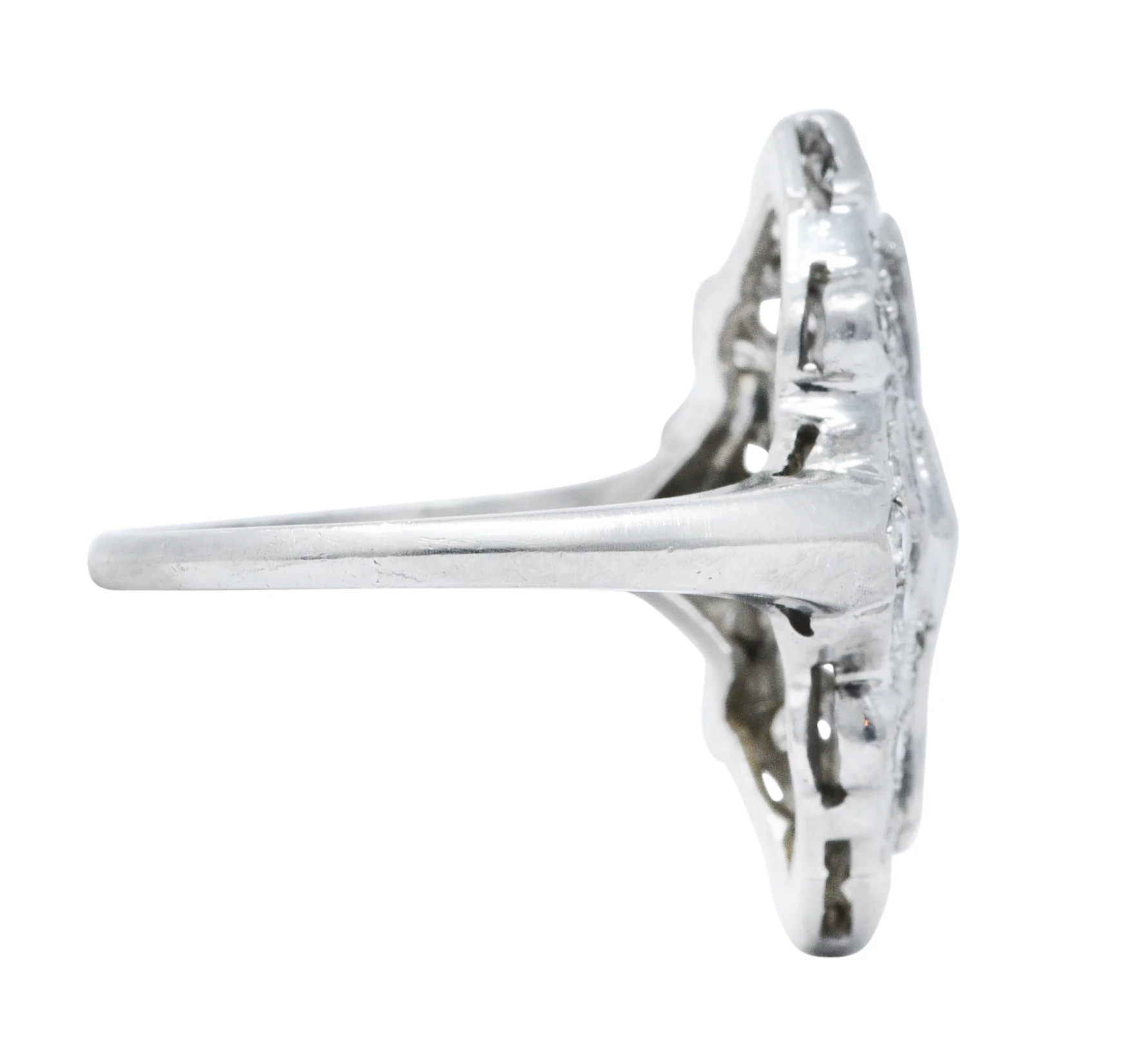 Art Deco Diamond Platinum Geometric Dinner Ring - Image 3