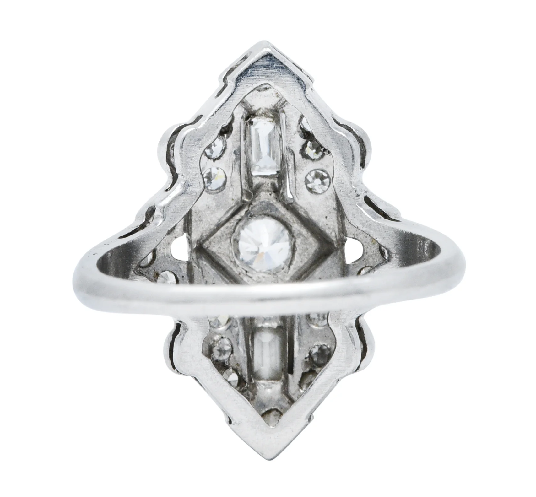 Art Deco Diamond Platinum Geometric Dinner Ring - Image 4