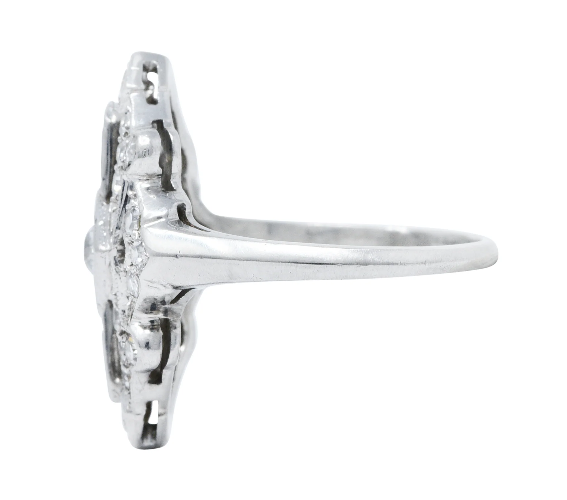Art Deco Diamond Platinum Geometric Dinner Ring - Image 5