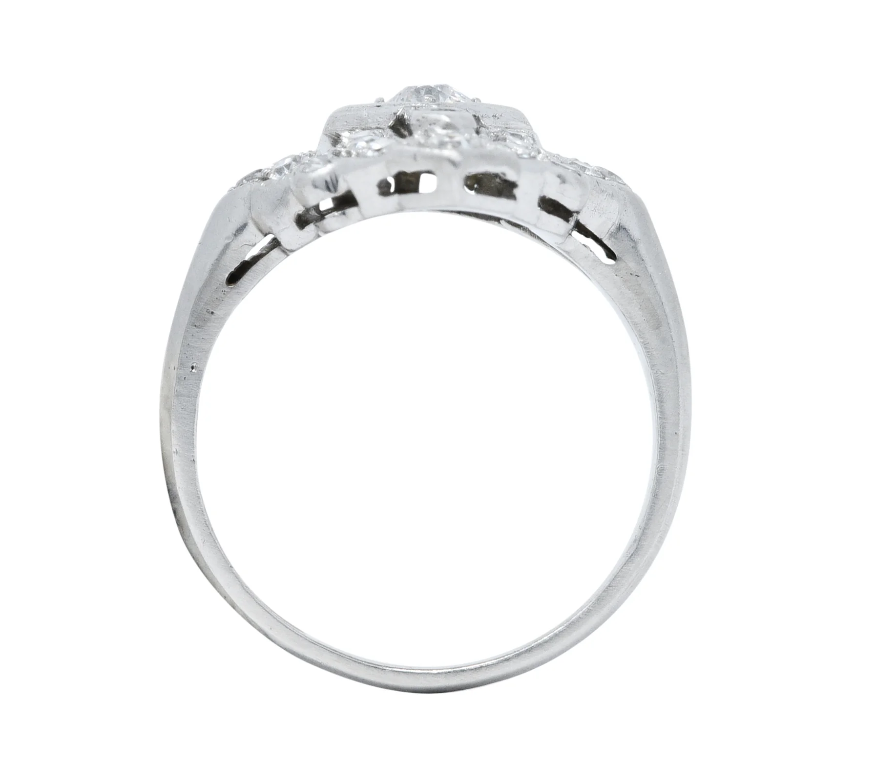 Art Deco Diamond Platinum Geometric Dinner Ring - Image 8