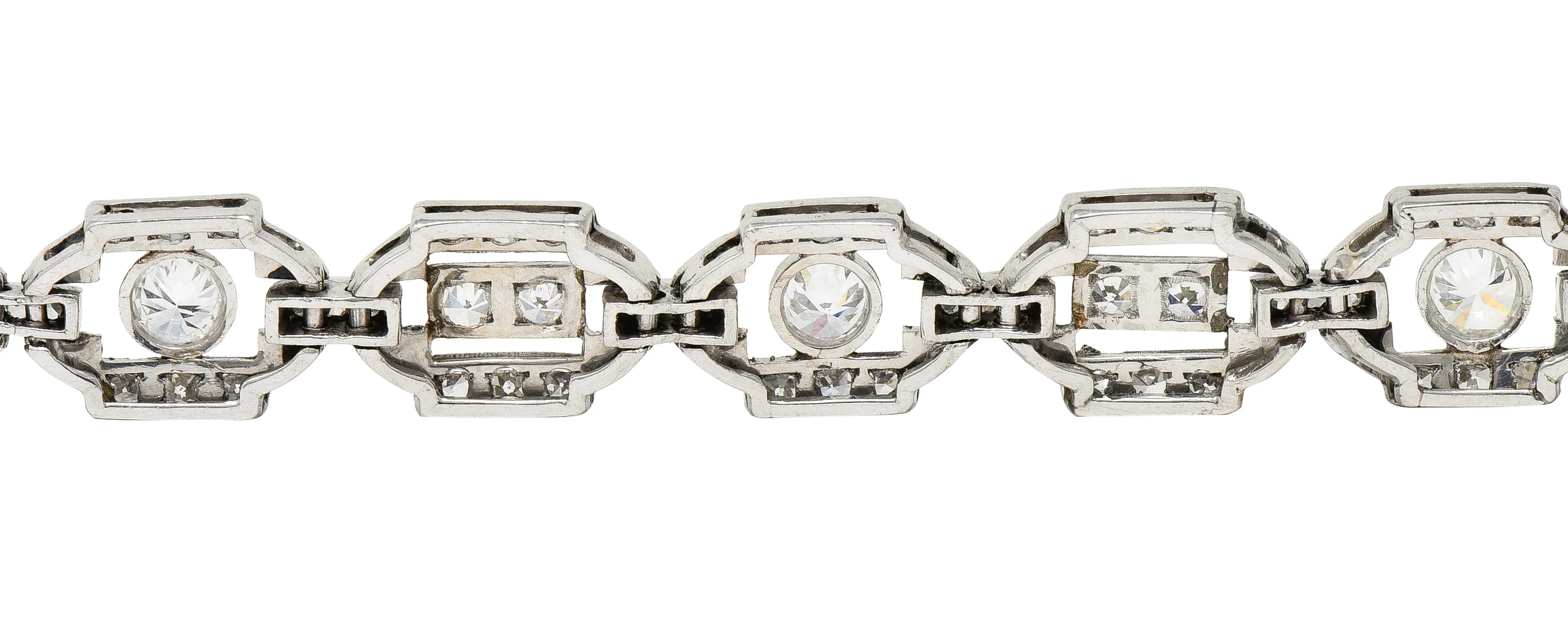 Art Deco Diamond Platinum Geometric Line Bracelet - Image 10