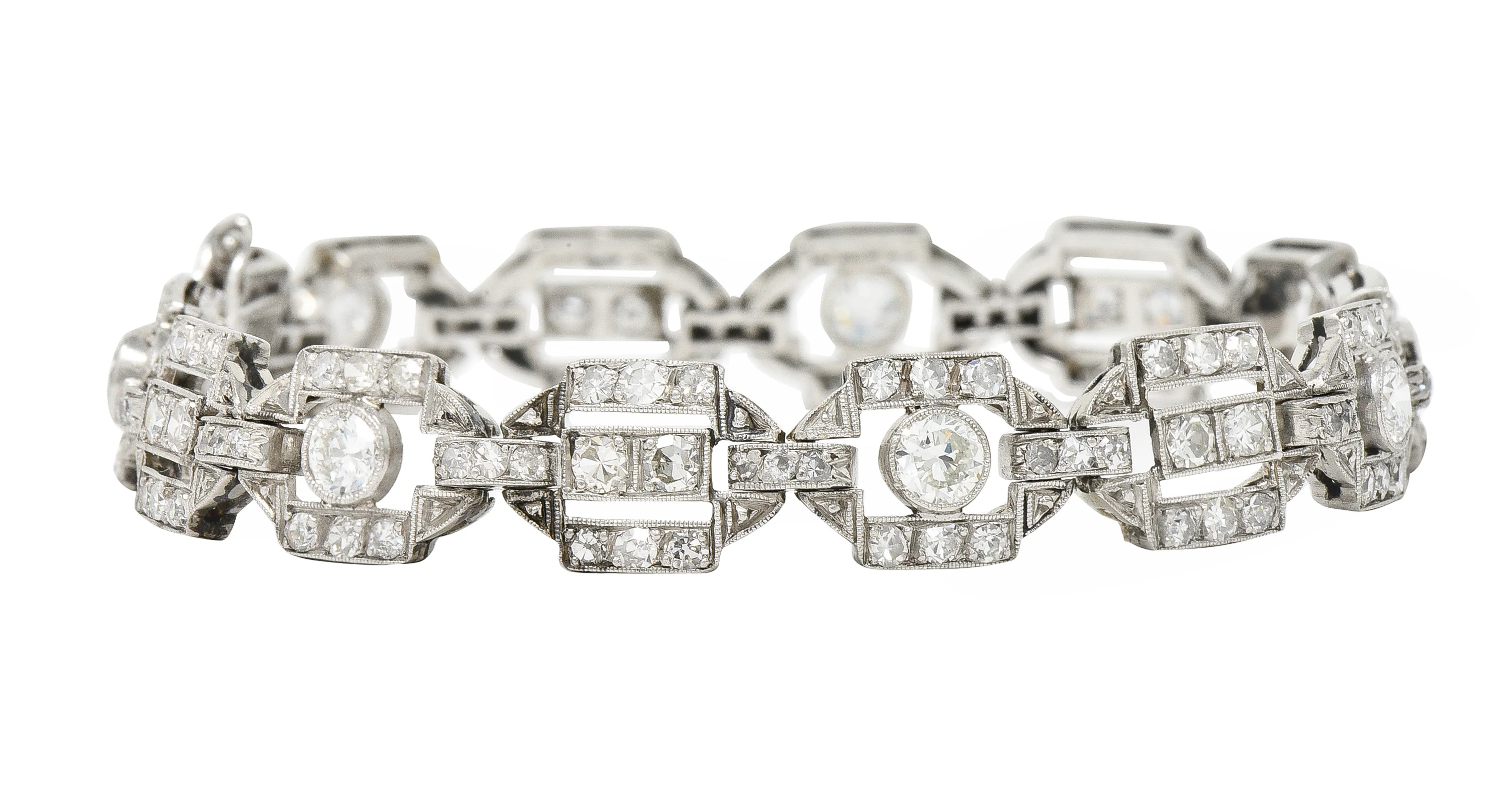 Art Deco Diamond Platinum Geometric Line Bracelet - Image 6