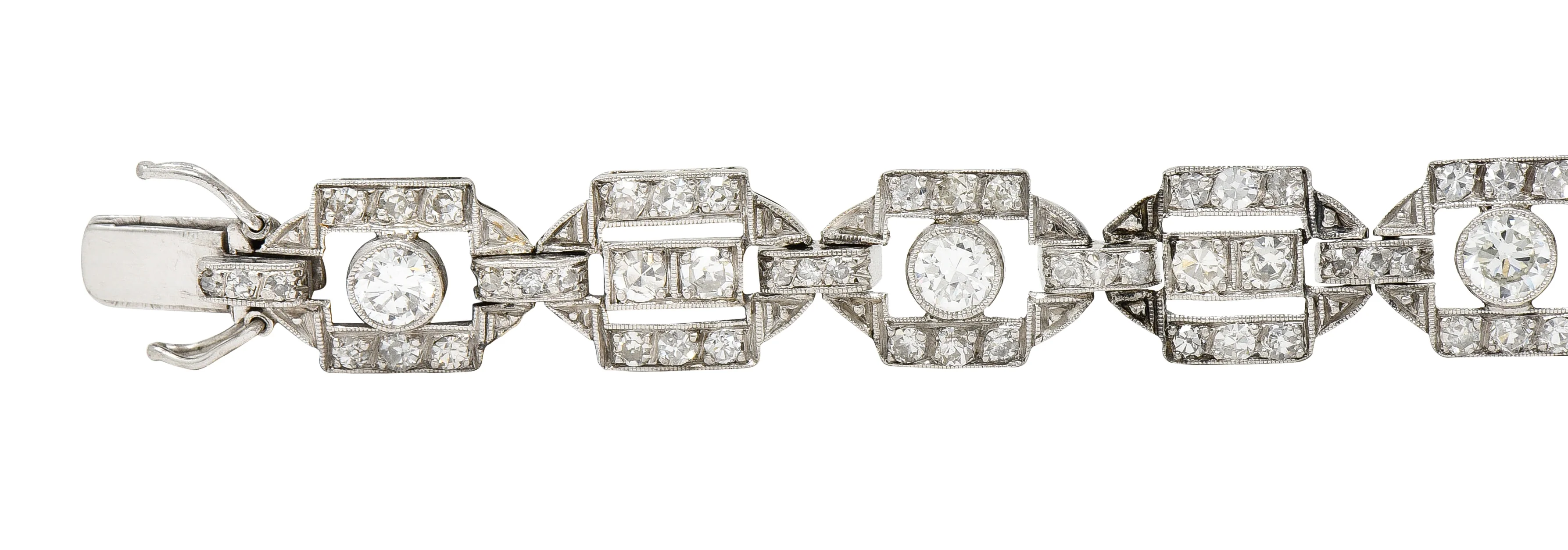Art Deco Diamond Platinum Geometric Line Bracelet - Image 7