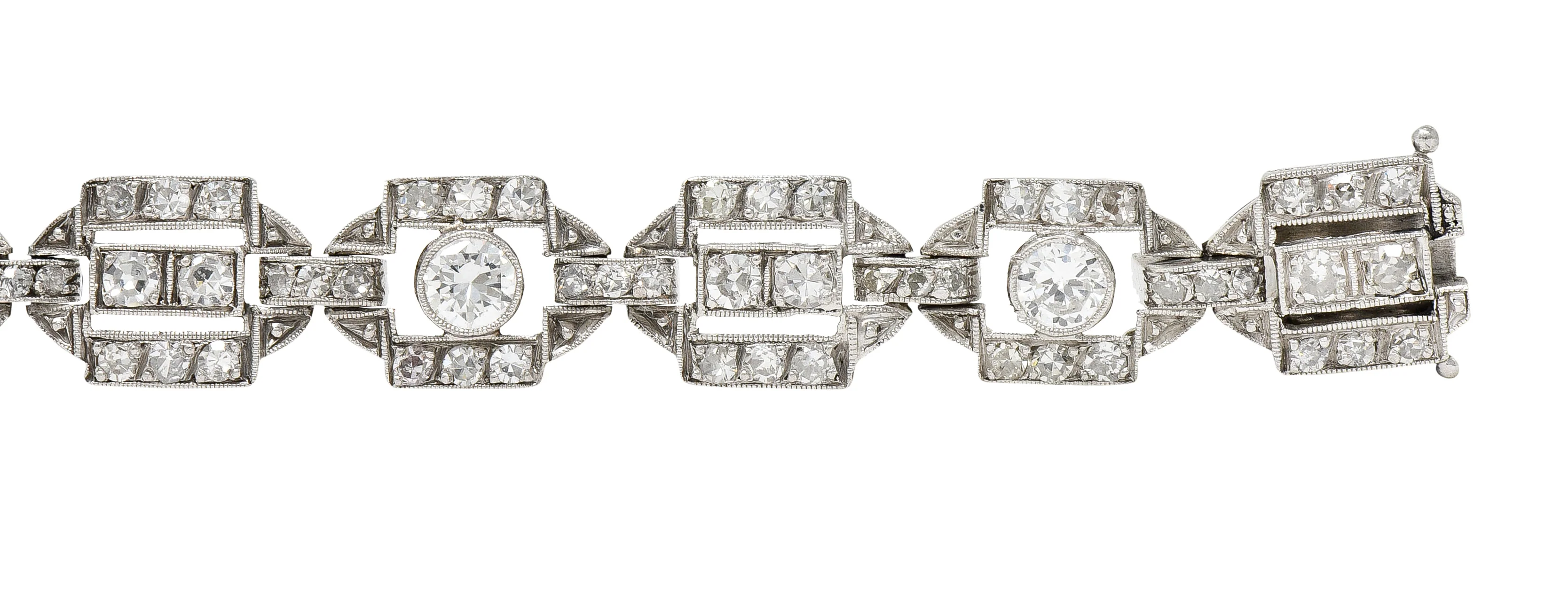 Art Deco Diamond Platinum Geometric Line Bracelet - Image 9