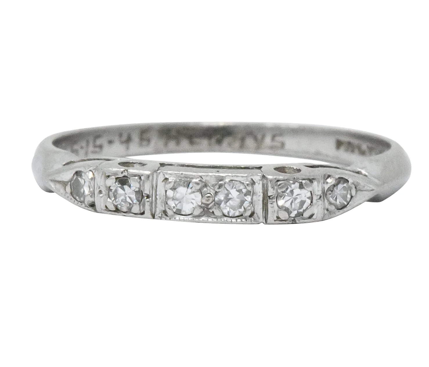 Art Deco Diamond Platinum Stackable Band Ring