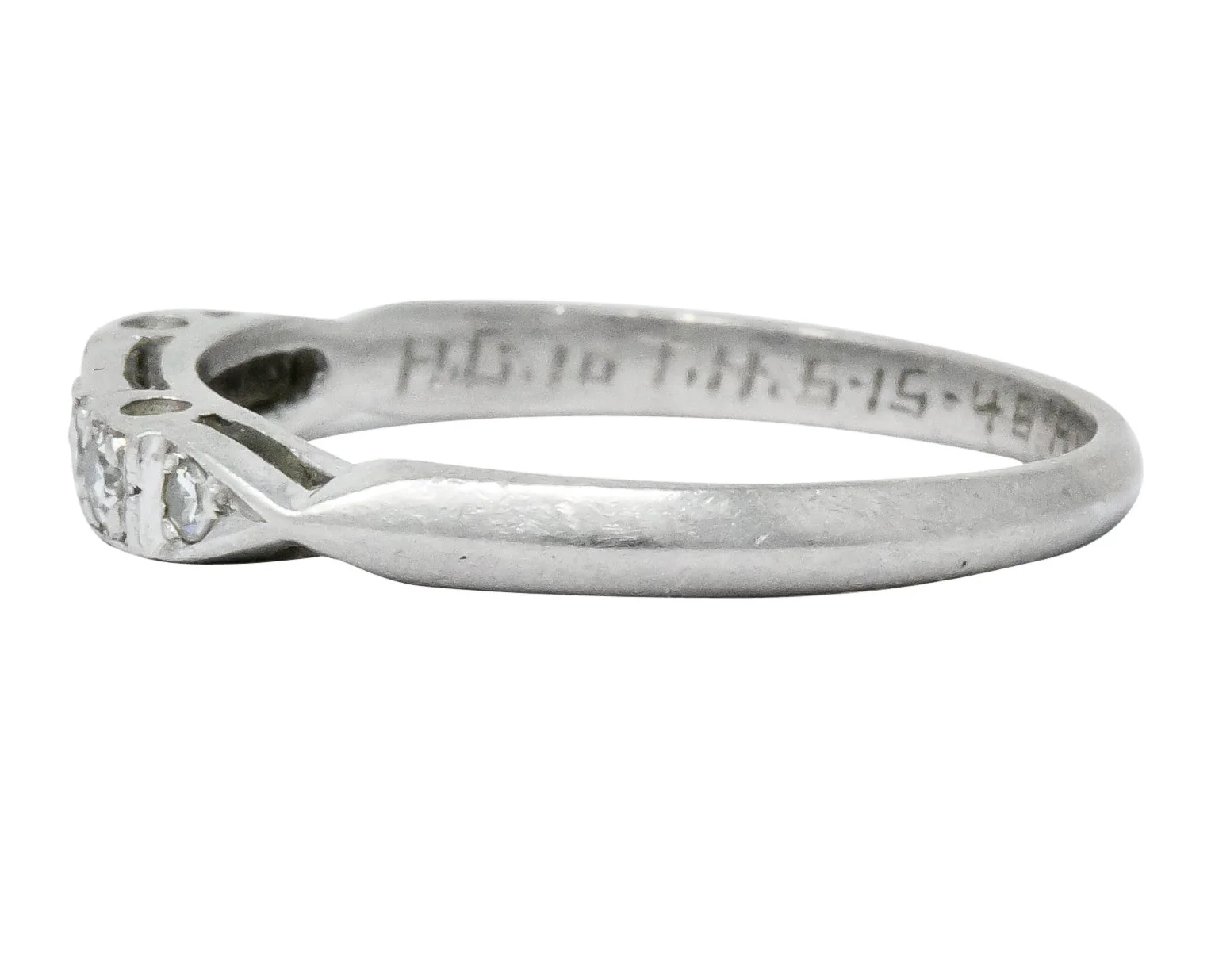 Art Deco Diamond Platinum Stackable Band Ring - Image 3