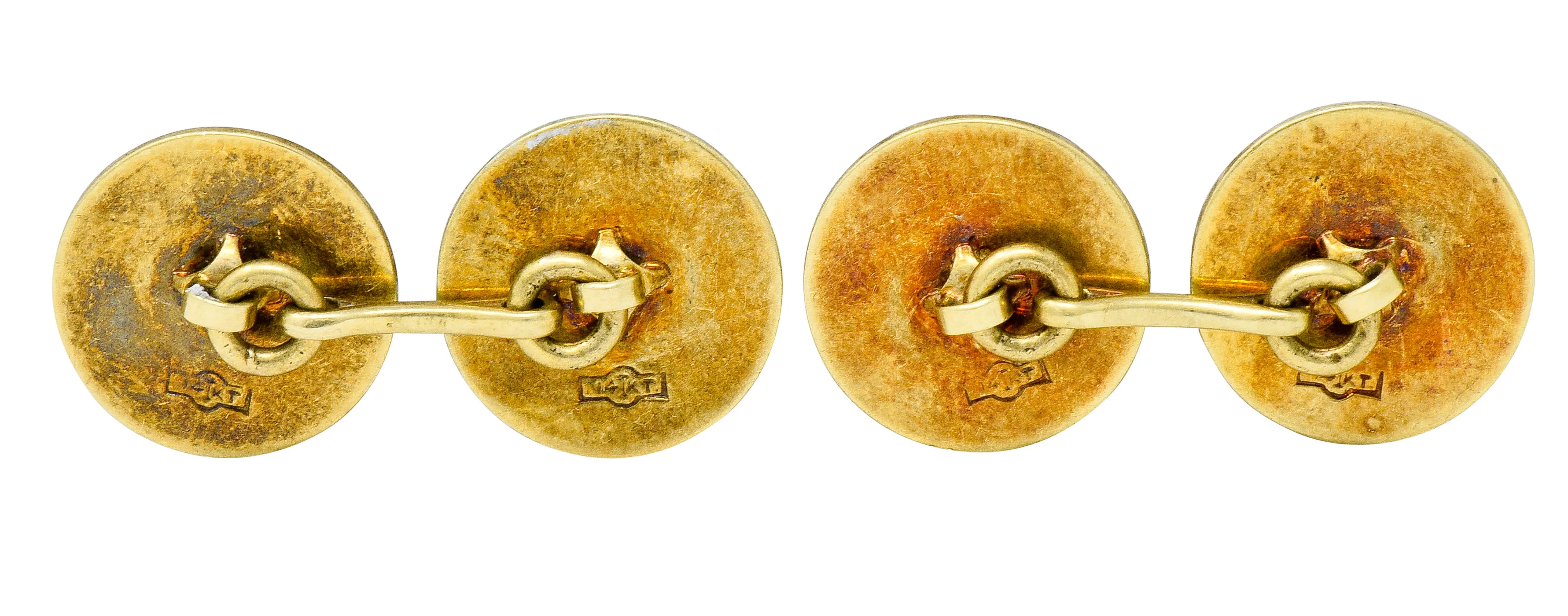 Art Deco Diamond Platinum-Topped 14 Karat Gold Men's Cufflinks - Image 4