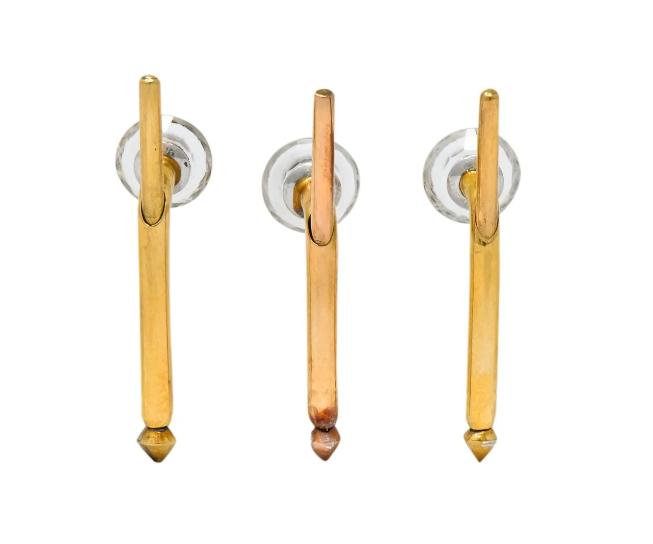 Art Deco Diamond Rock Crystal Men's 14 Karat Gold Cufflink Dress Set - Image 10