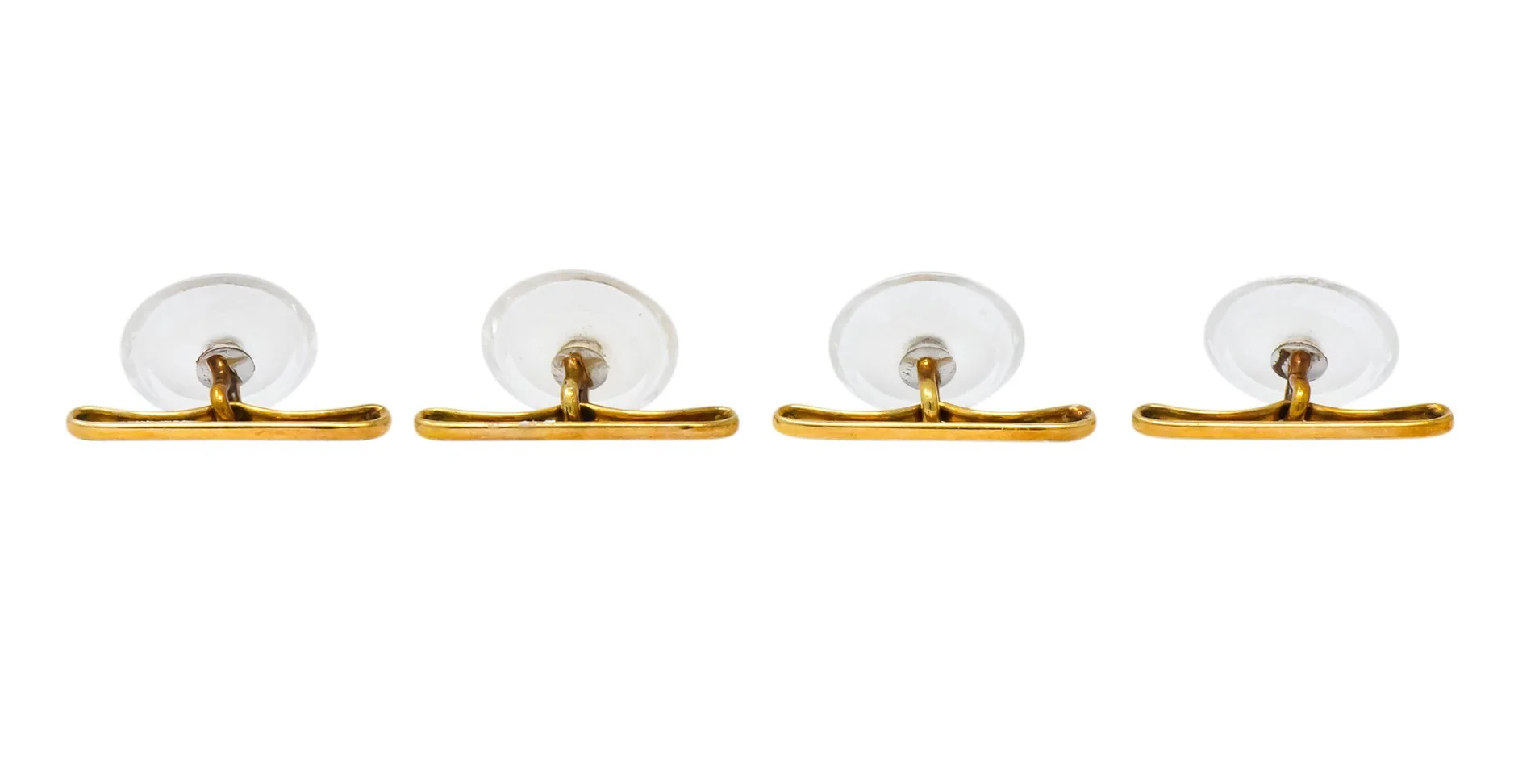 Art Deco Diamond Rock Crystal Men's 14 Karat Gold Cufflink Dress Set - Image 13