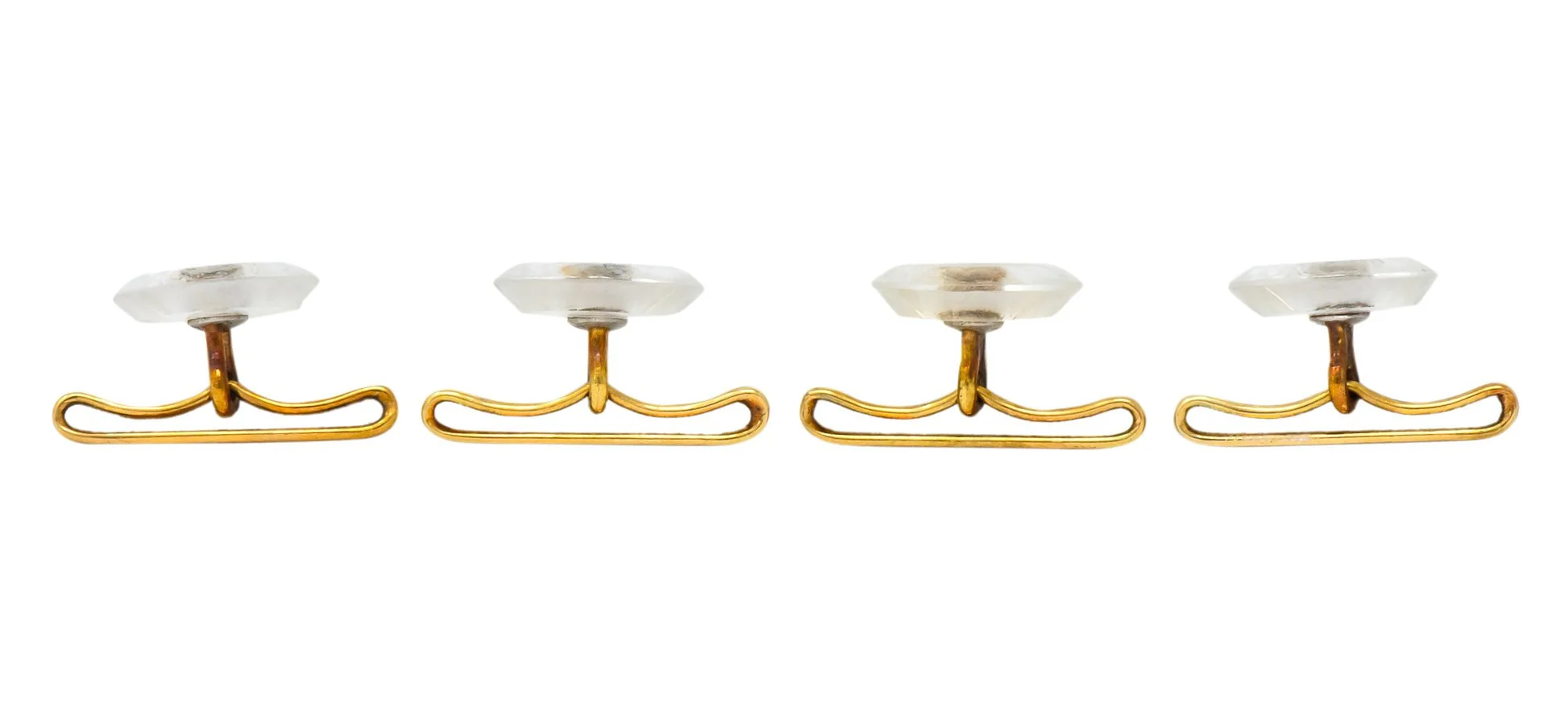 Art Deco Diamond Rock Crystal Men's 14 Karat Gold Cufflink Dress Set - Image 14