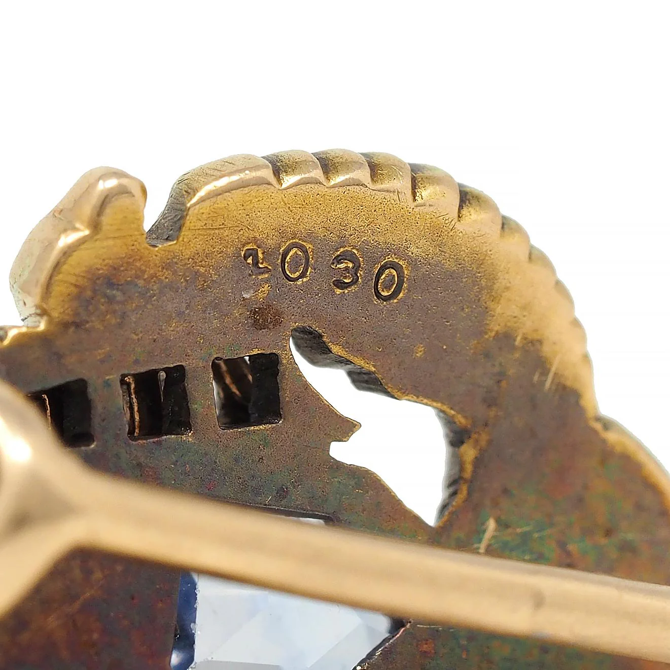 Art Deco Egyptian Revival 1.02 CTW Sapphire Diamond Platinum 18 Karat Gold Antique Stickpin - Image 6
