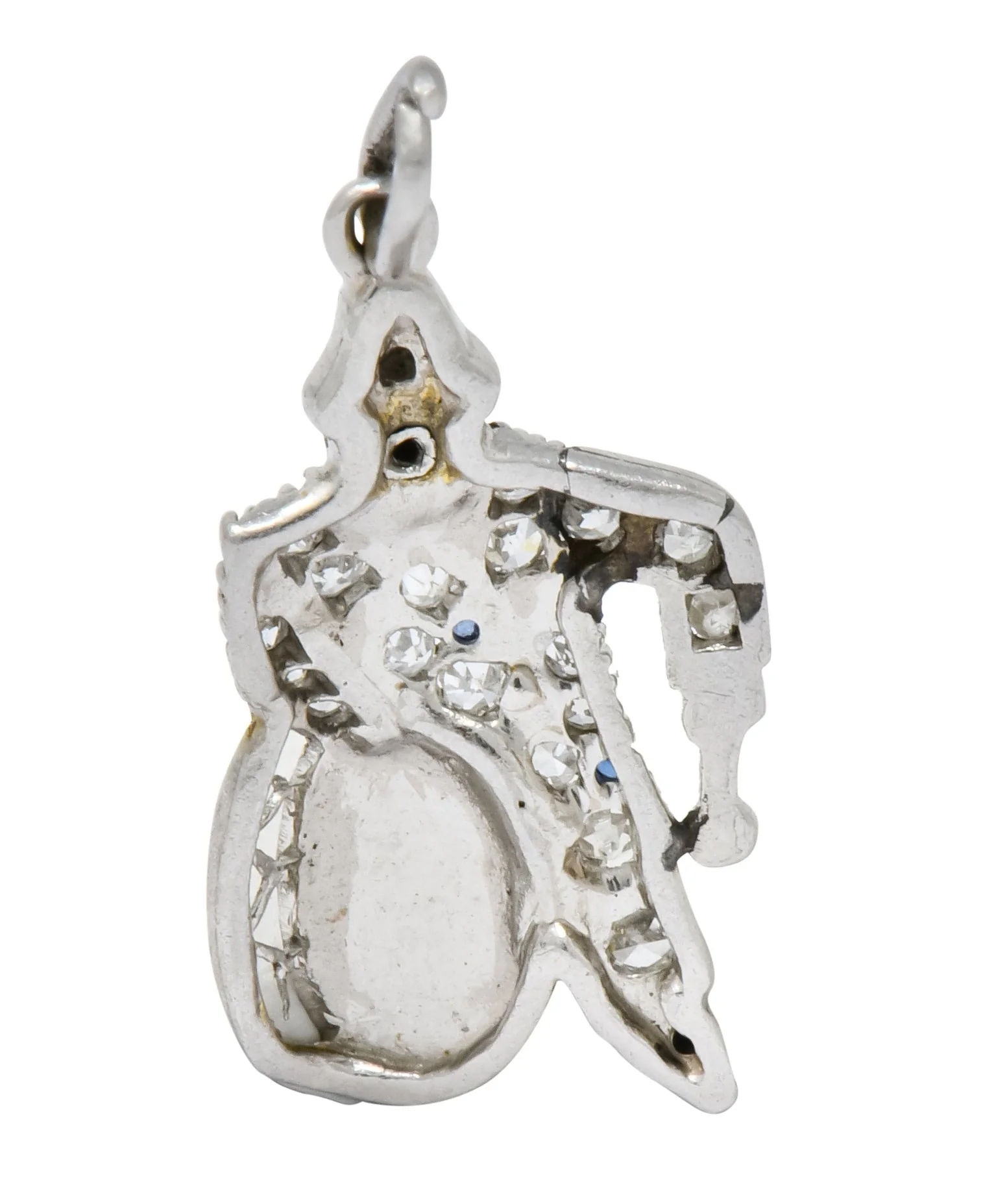Art Deco Enrico Caruso Diamond Enamel Sapphire Platinum Drummer Charm - Image 4