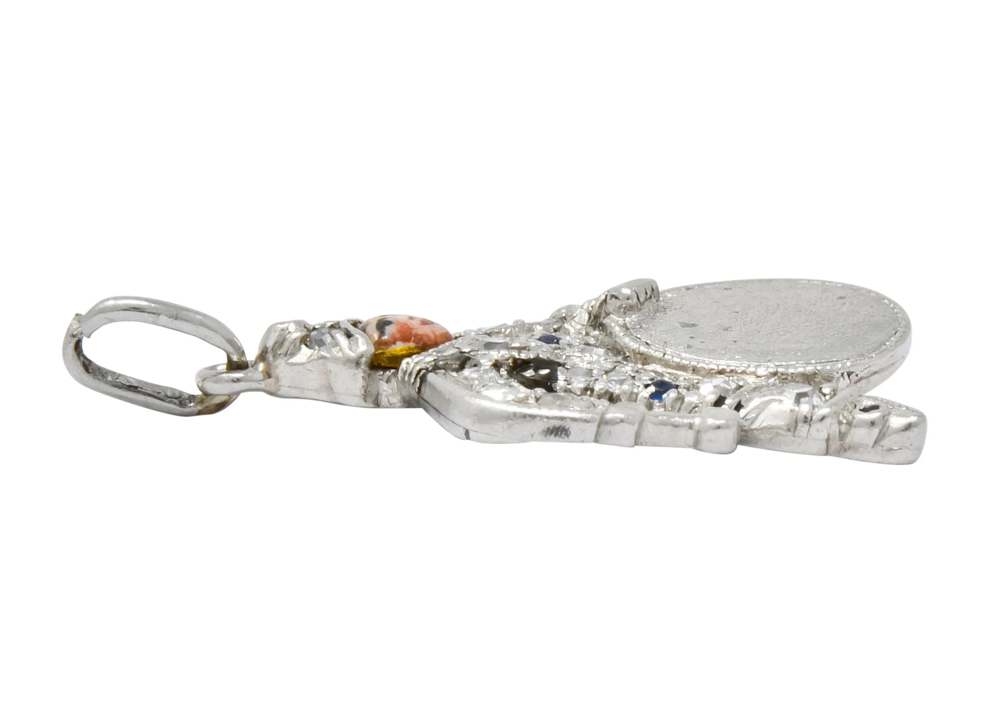 Art Deco Enrico Caruso Diamond Enamel Sapphire Platinum Drummer Charm - Image 7