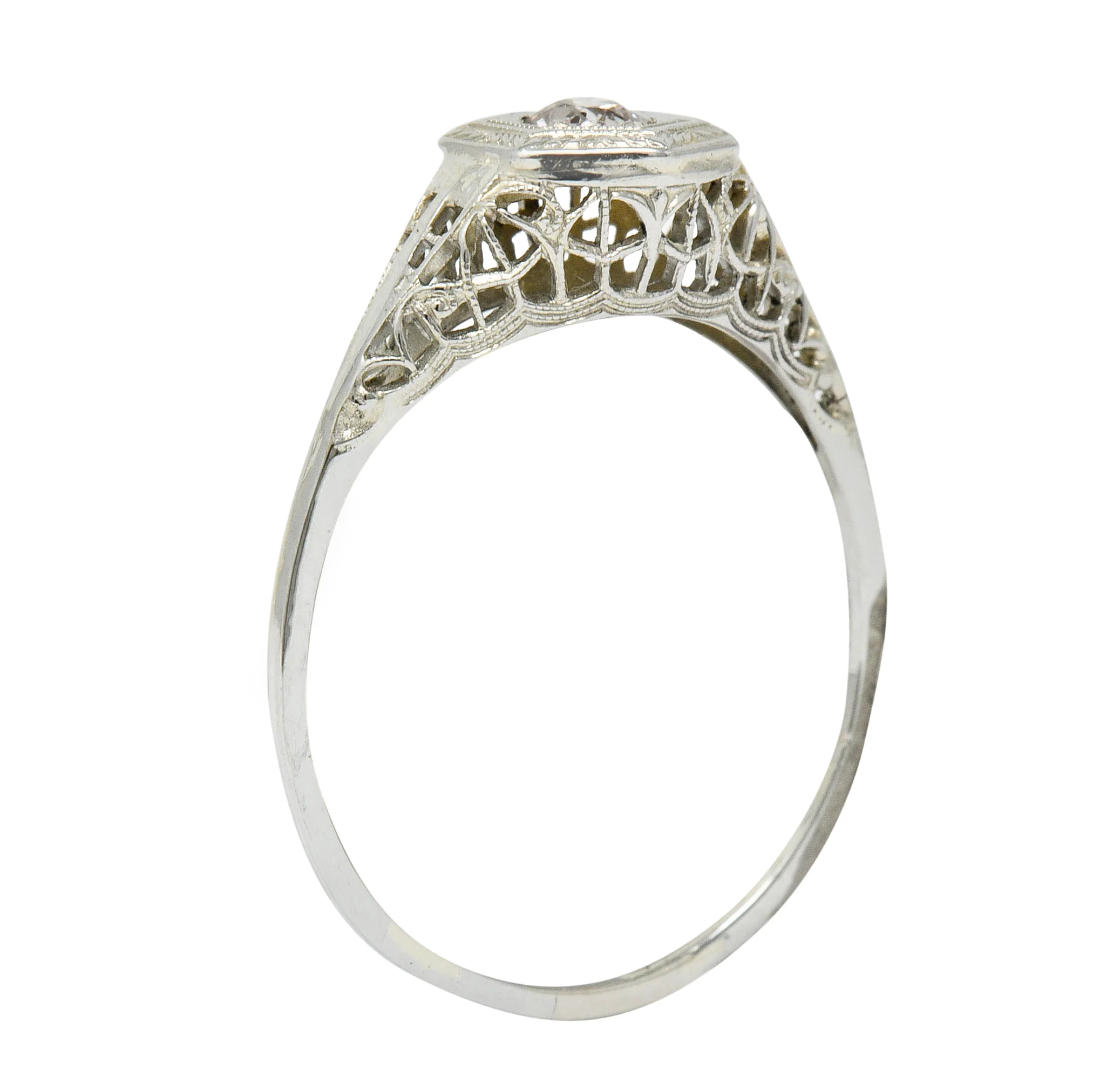 Art Deco Fancy Light Pink Diamond 14 Karat White Gold Engagement Ring - Image 8