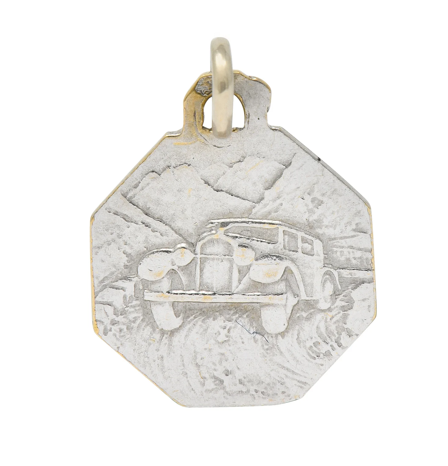 Art Deco French 18 Karat White Gold St. Christopher Charm - Image 2