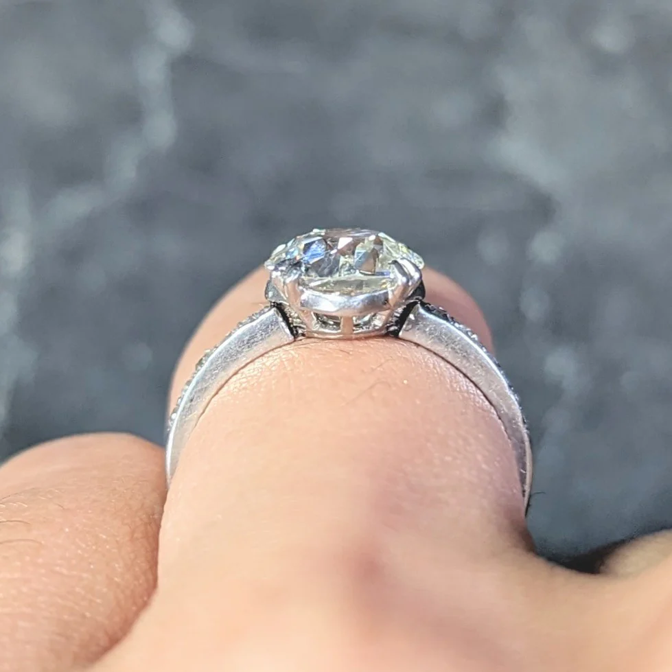 Art Deco French 2.21 CTW Old European Diamond Platinum Engagement Ring GIA - Image 14