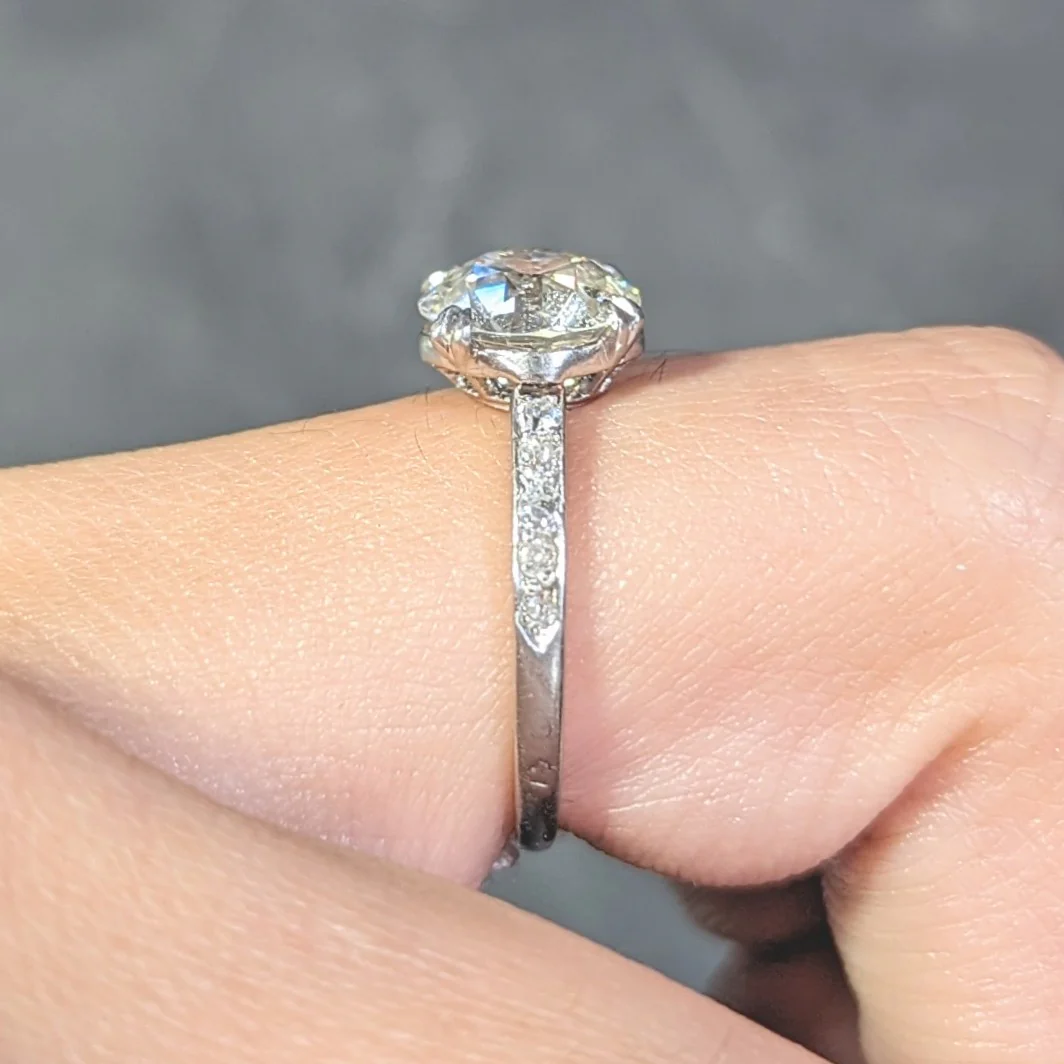 Art Deco French 2.21 CTW Old European Diamond Platinum Engagement Ring GIA - Image 15