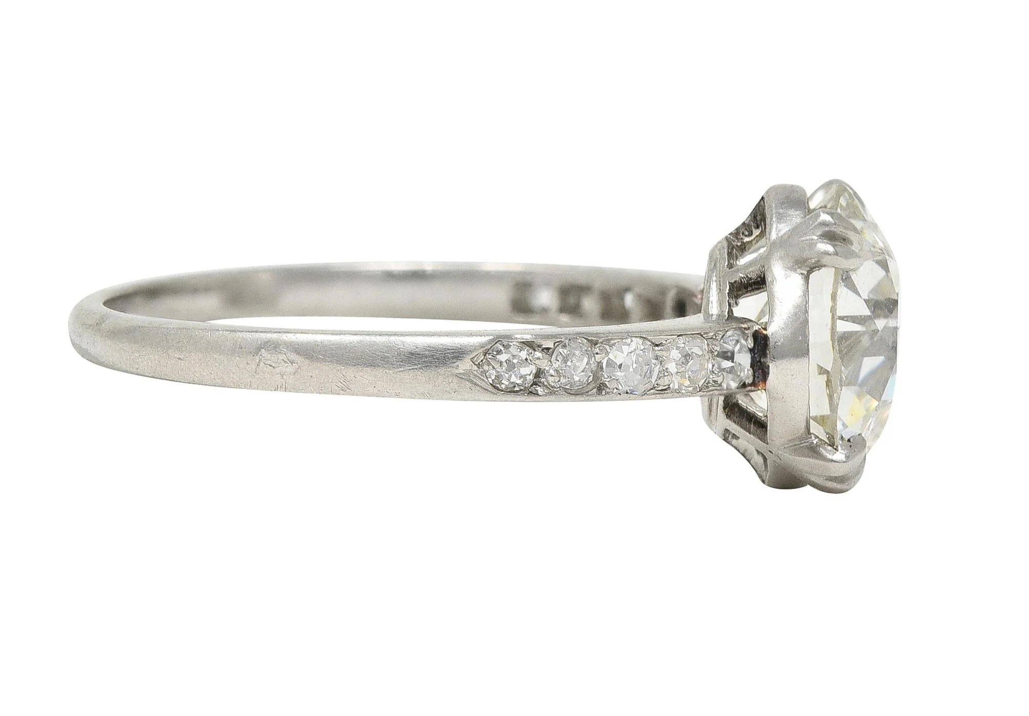 Art Deco French 2.21 CTW Old European Diamond Platinum Engagement Ring GIA - Image 3