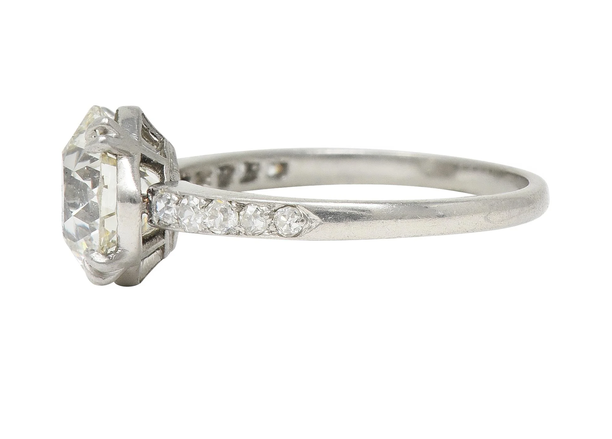 Art Deco French 2.21 CTW Old European Diamond Platinum Engagement Ring GIA - Image 5