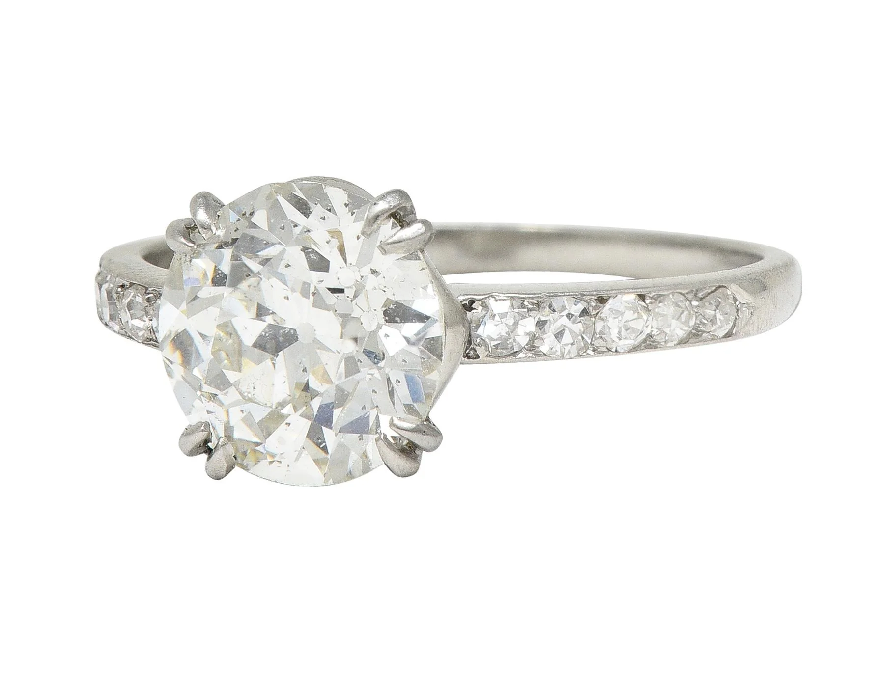 Art Deco French 2.21 CTW Old European Diamond Platinum Engagement Ring GIA - Image 6