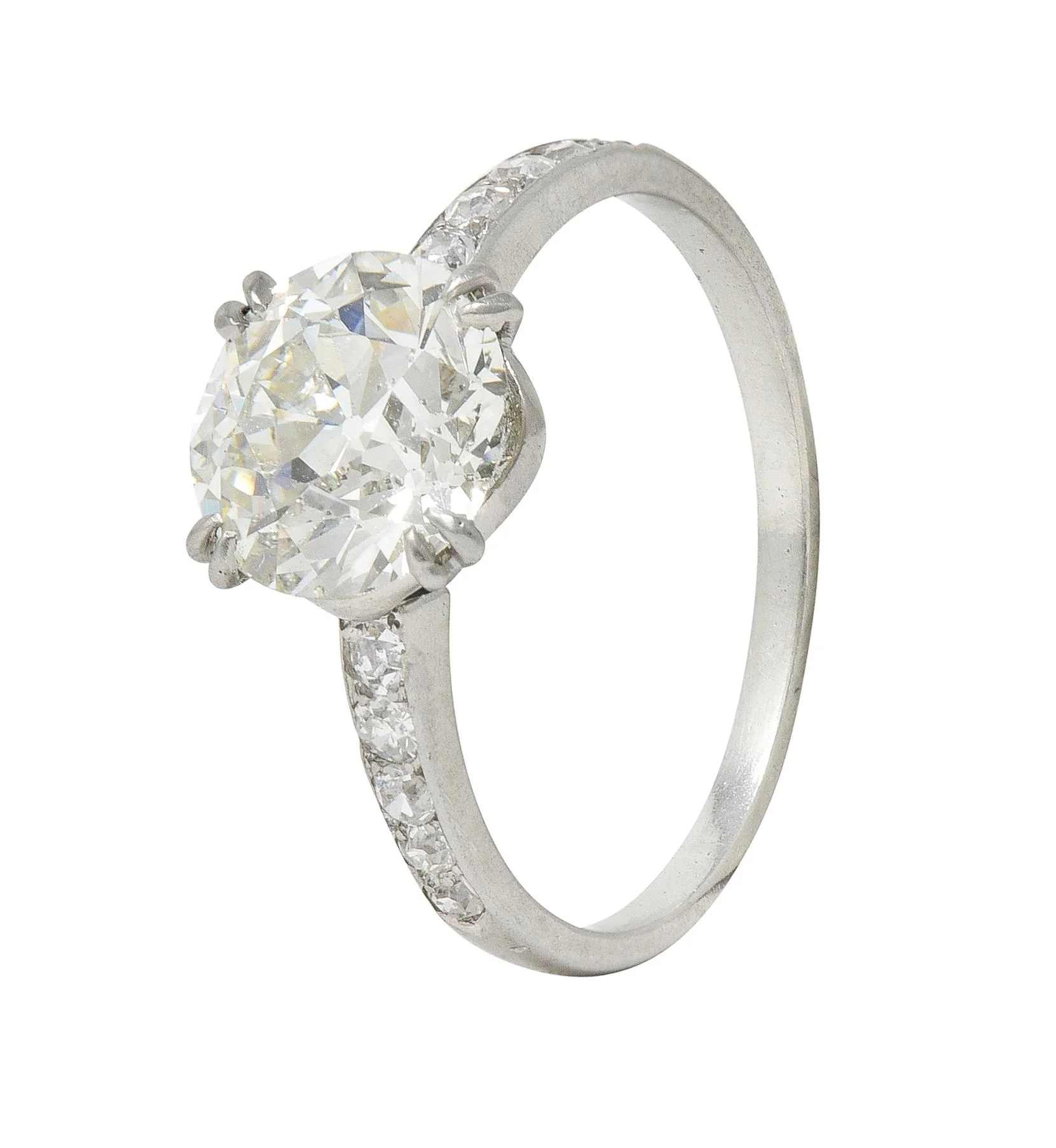 Art Deco French 2.21 CTW Old European Diamond Platinum Engagement Ring GIA - Image 8
