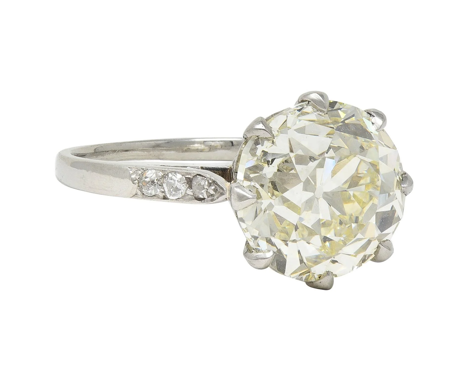 Art Deco French 4.87 CTW Old European Diamond Platinum Vintage Engagement Ring GIA - Image 2