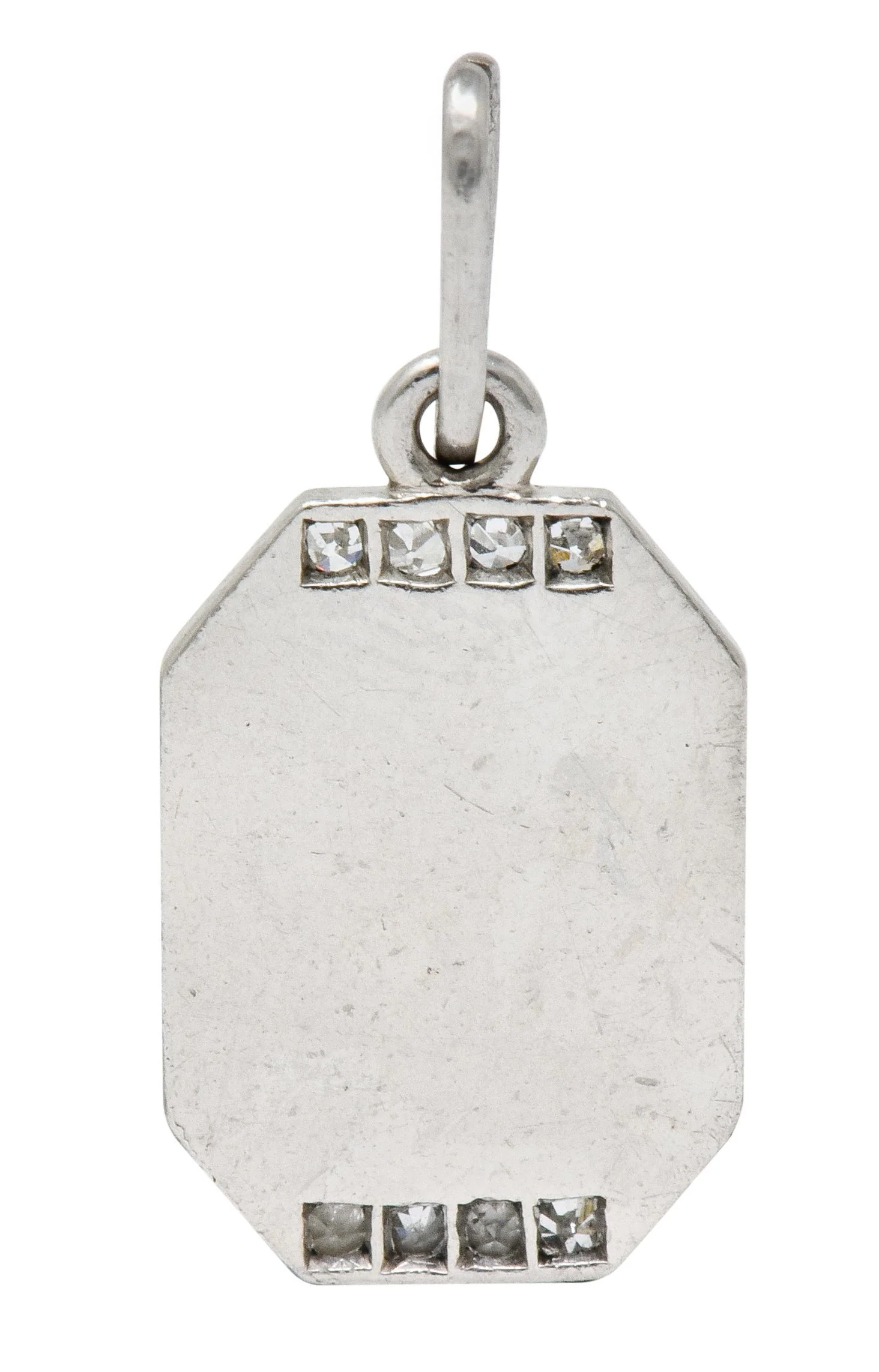 Art Deco French Enamel Diamond Platinum Qu Hier Que Demain Love Poem Charm - Image 4