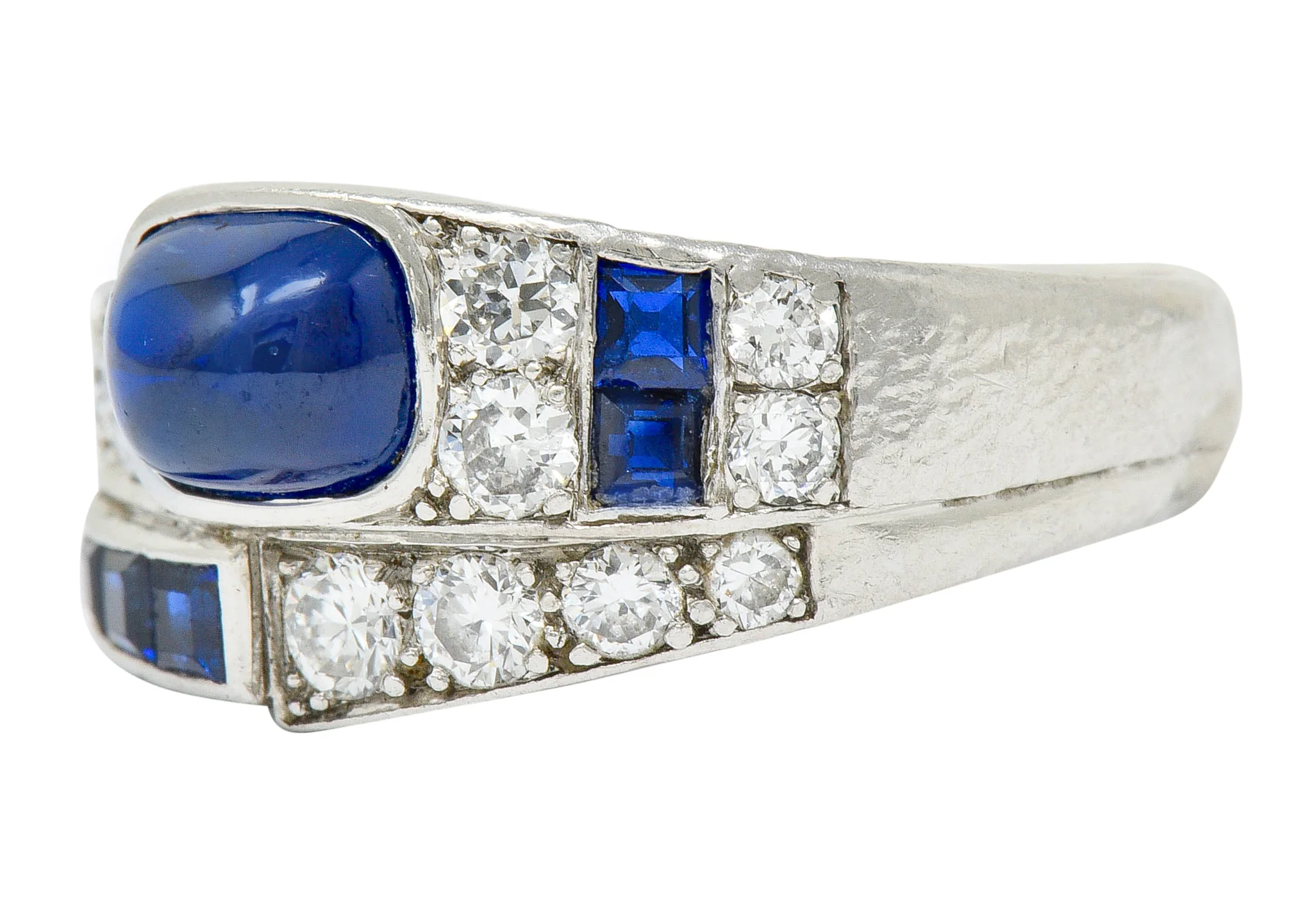 Art Deco Maurice Tishman Sapphire Diamond Platinum Band Ring - Image 5